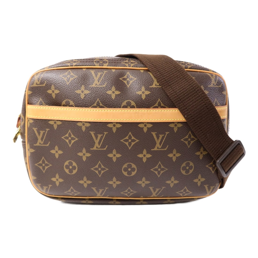 Louis Vuitton Reporter PM Monogram Brown Shoulder Bag: Louis Vuitton Reporter PM Monogram Brown Shoulder Bag This Louis Vuitton Reporter PM shoulder bag features the iconic monogram design in brown PVC coated canvas. Designed for women, it offers a practi