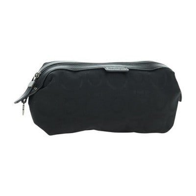 Salvatore Ferragamo Black Canvas Gancini Pouch Italy: Salvatore Ferragamo Black Canvas Gancini Pouch Italy This Salvatore Ferragamo Gancini pouch is crafted from black canvas and features the iconic Gancini design. Made in Italy, it offers a compact and 