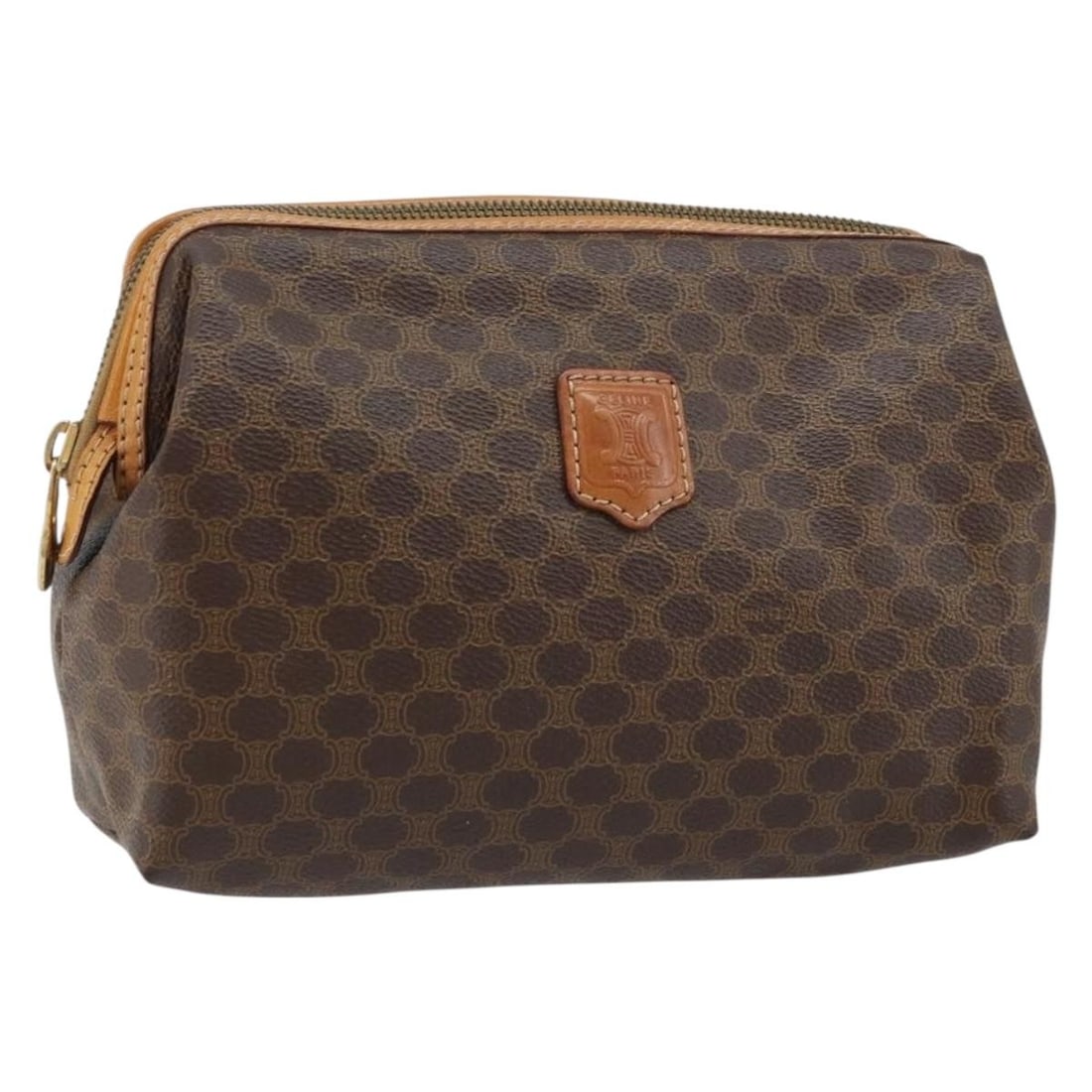Macadam Pochette Brown Canvas Leather Bag by Celine Italy: Macadam Pochette Brown Canvas Leather Bag by Celine Italy This Celine Macadam Pochette features a brown canvas exterior with leather accents. Designed for women, it includes a spacious interior and co