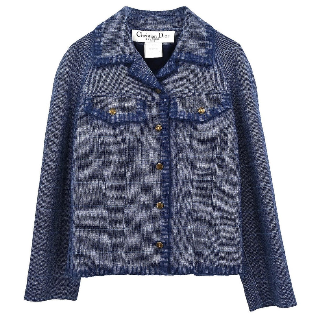 Blue Wool Cashmere Silk Jacket by Christian Dior Size FR 42 (1 of 18)