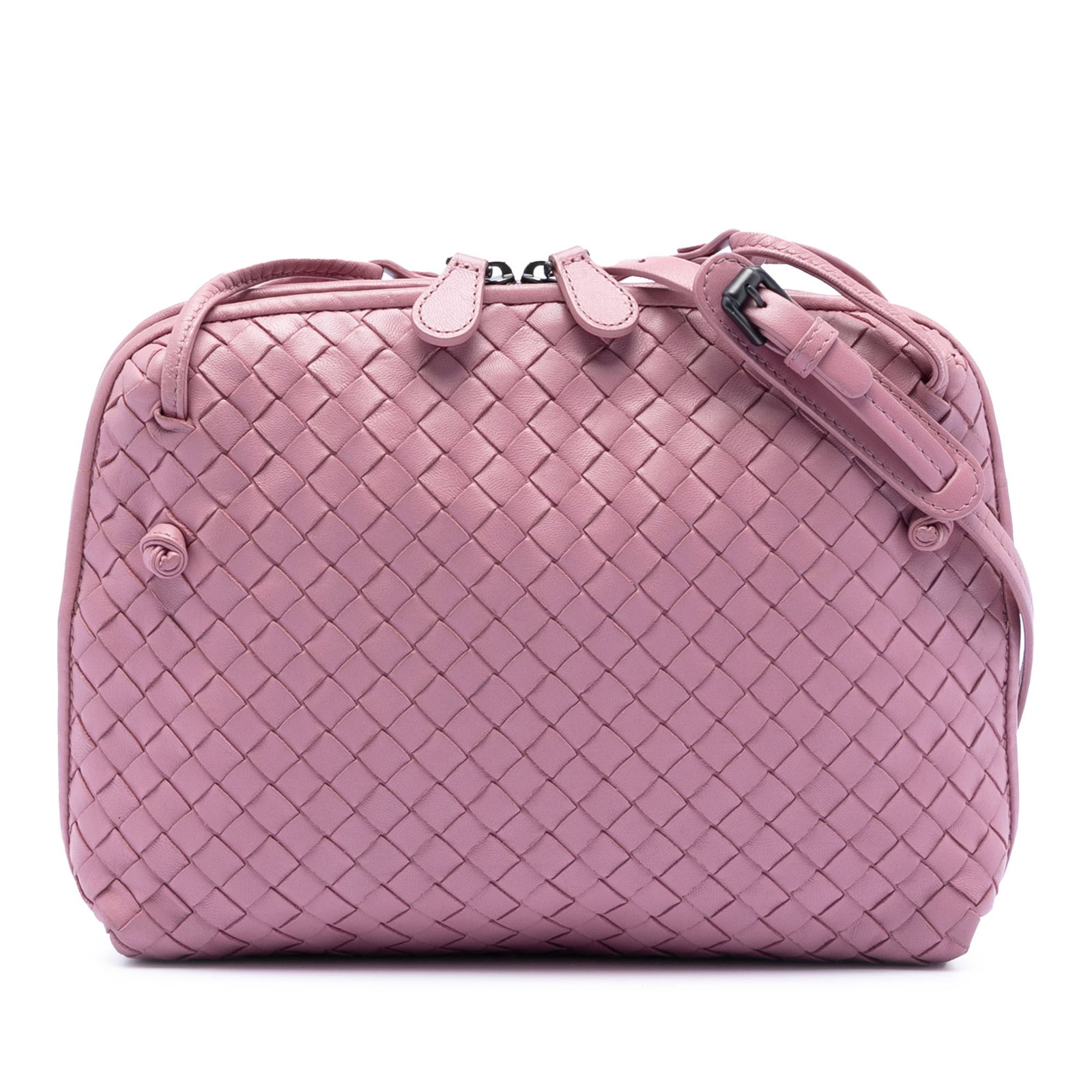 Pink Nappa Leather Nodini Woven Crossbody Bag by Bottega Veneta (1 of 7)