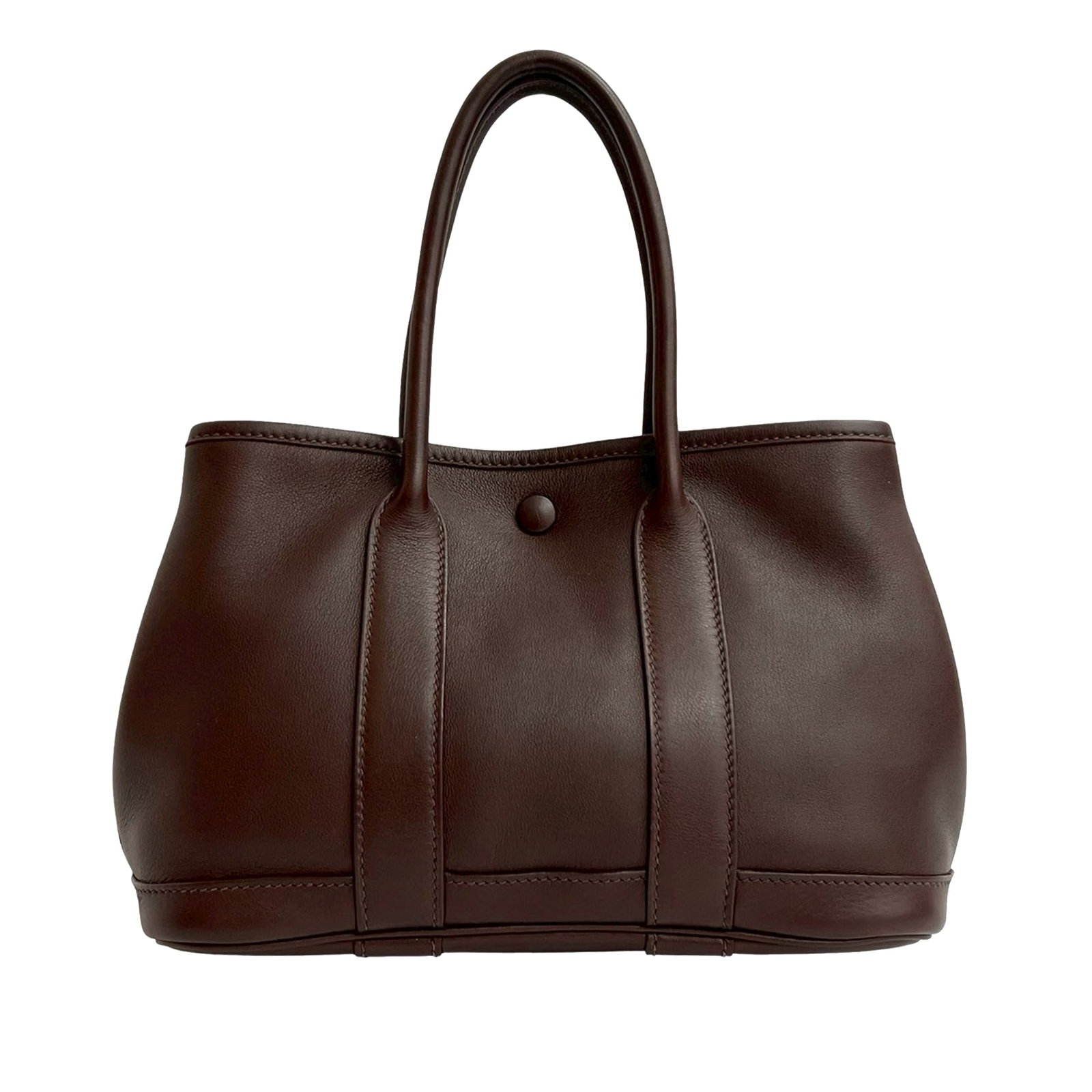 Hermes Garden Party 23 Havane Swift Leather Bag with Bolduc Twilly Scarf: Hermes Garden Party 23 Havane Swift Leather Bag with Bolduc Twilly Scarf This Hermes Garden Party 23 features a Swift leather body in Havane brown, complemented by rolled leather handles and a top sna