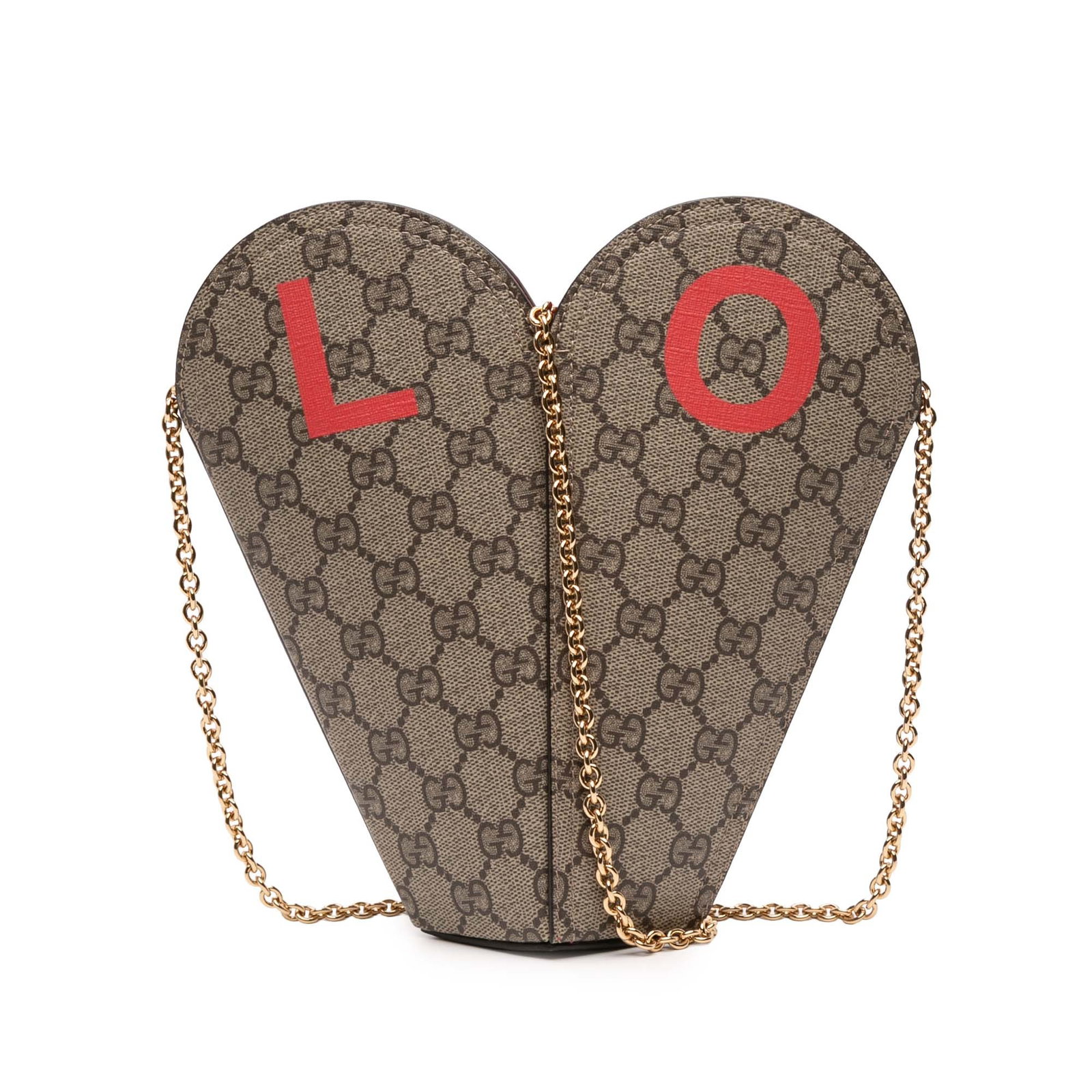 Gucci Valentines Day GG Supreme Love Heart Crossbody Bag: Gucci Valentines Day GG Supreme Love Heart Crossbody Bag Elevate your accessory collection with the Gucci Valentine's Day GG Supreme Love Heart Bag. This stylish crossbody bag is crafted from durable 