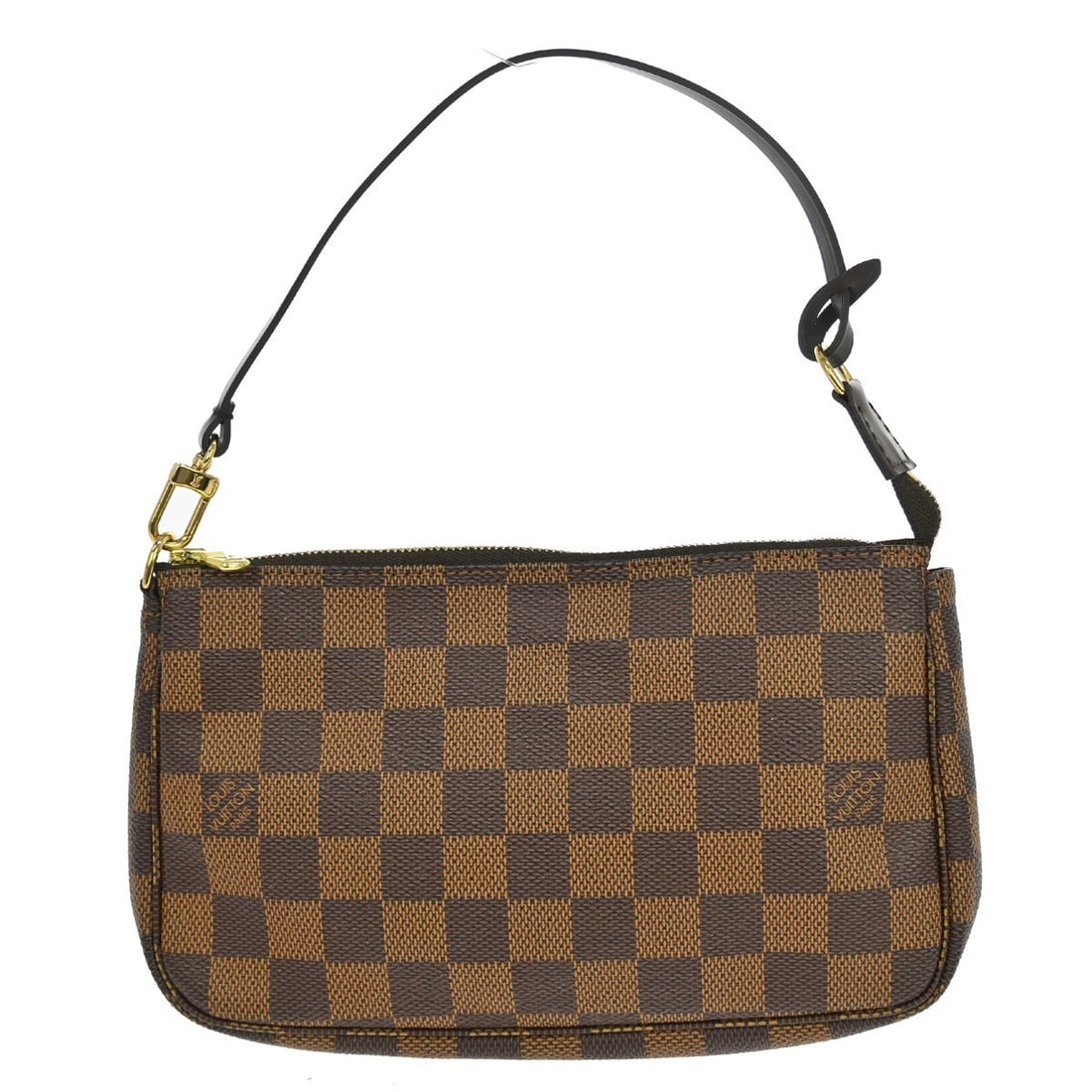 Louis Vuitton Damier Ebene Pochette Accessoires Mini Top Handle Bag: Louis Vuitton Damier Ebene Pochette Accessoires Mini Top Handle Bag This Louis Vuitton Pochette Accessoires handbag features the classic Damier Ebene pattern and is crafted from Damier canvas leather 