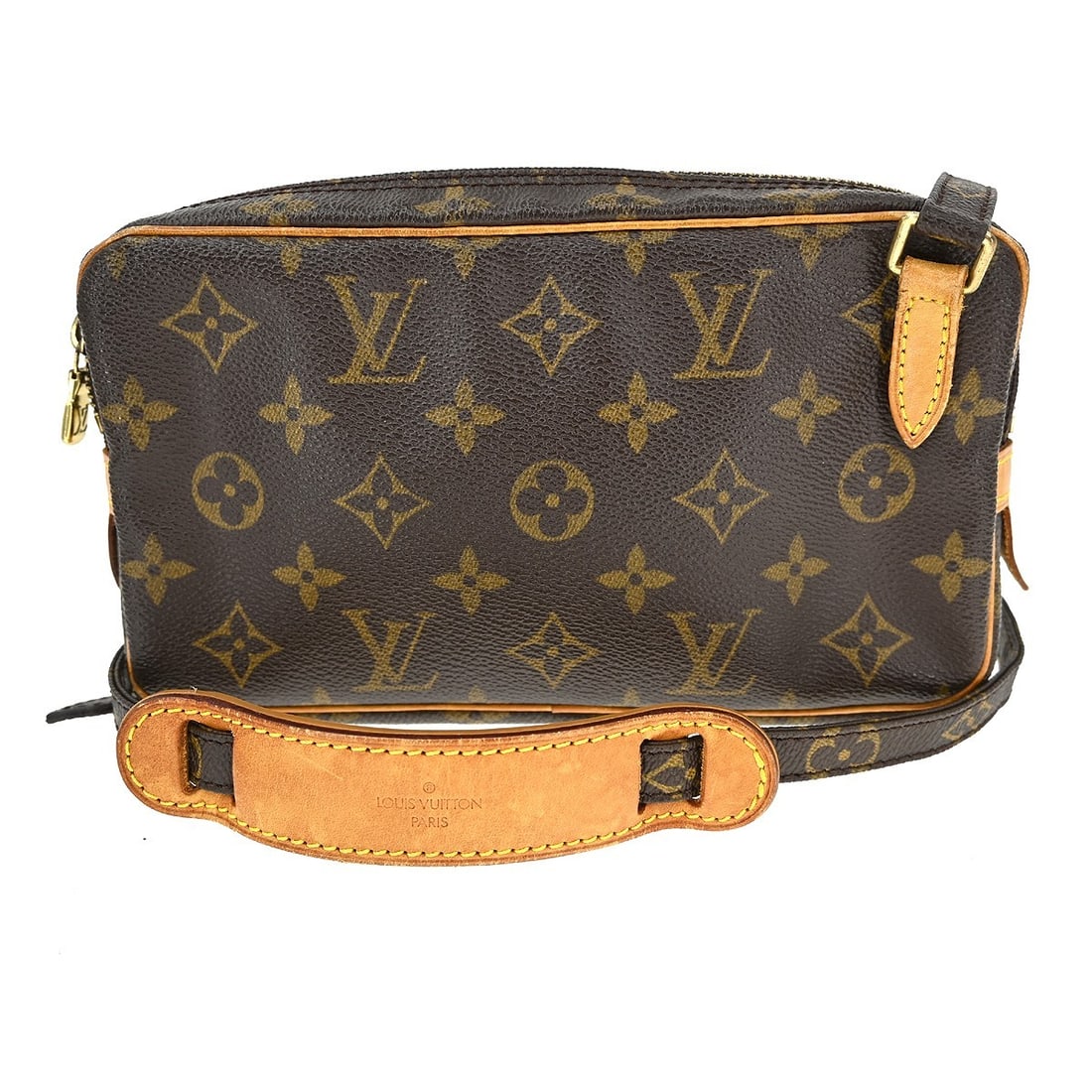 Louis Vuitton Marly Bandouliere Monogram Mini Leather Crossbody Bag M51828: Louis Vuitton Marly Bandouliere Monogram Mini Leather Crossbody Bag M51828 This Louis Vuitton Marly Bandouliere shoulder bag features the iconic monogram pattern on brown leather, complemented by a ca