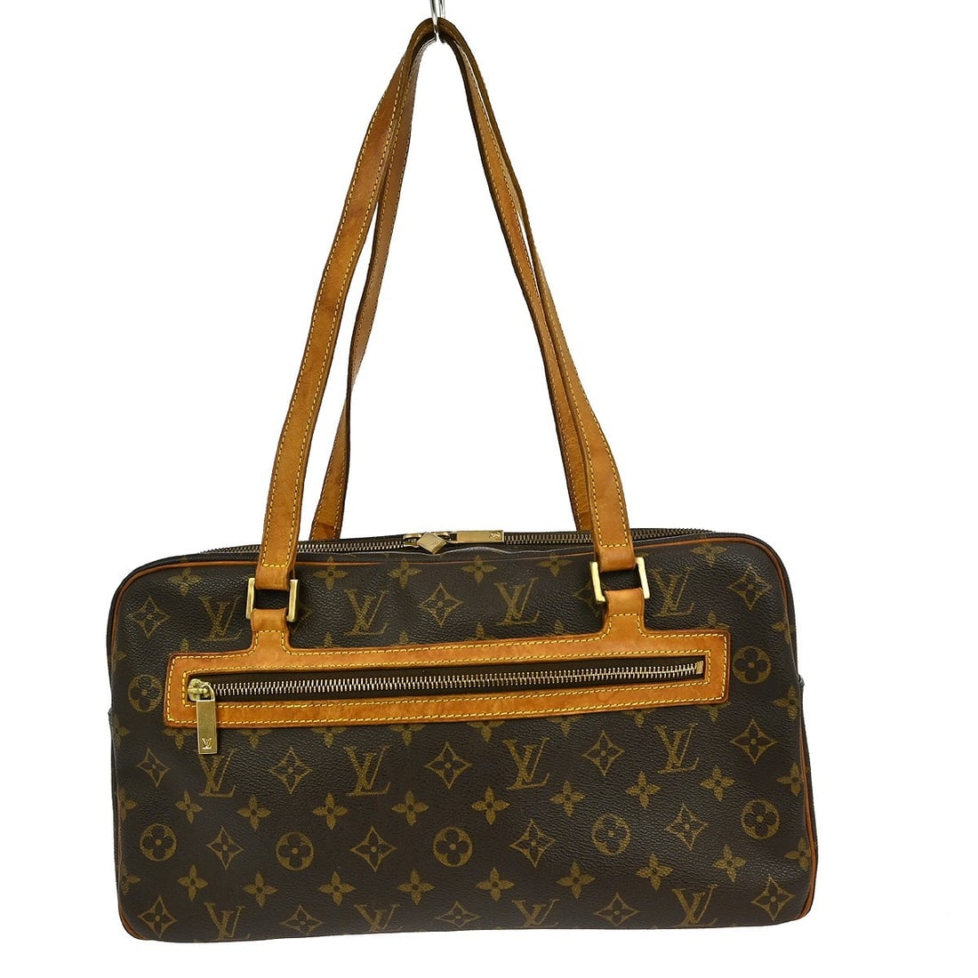 Cite Monogram Canvas Shoulder Bag by Louis Vuitton: Cite Monogram Canvas Shoulder Bag by Louis Vuitton This Louis Vuitton Cite Handbag features the iconic monogram canvas design in brown, crafted for female use. The bag has visible scuffs, scratches, s