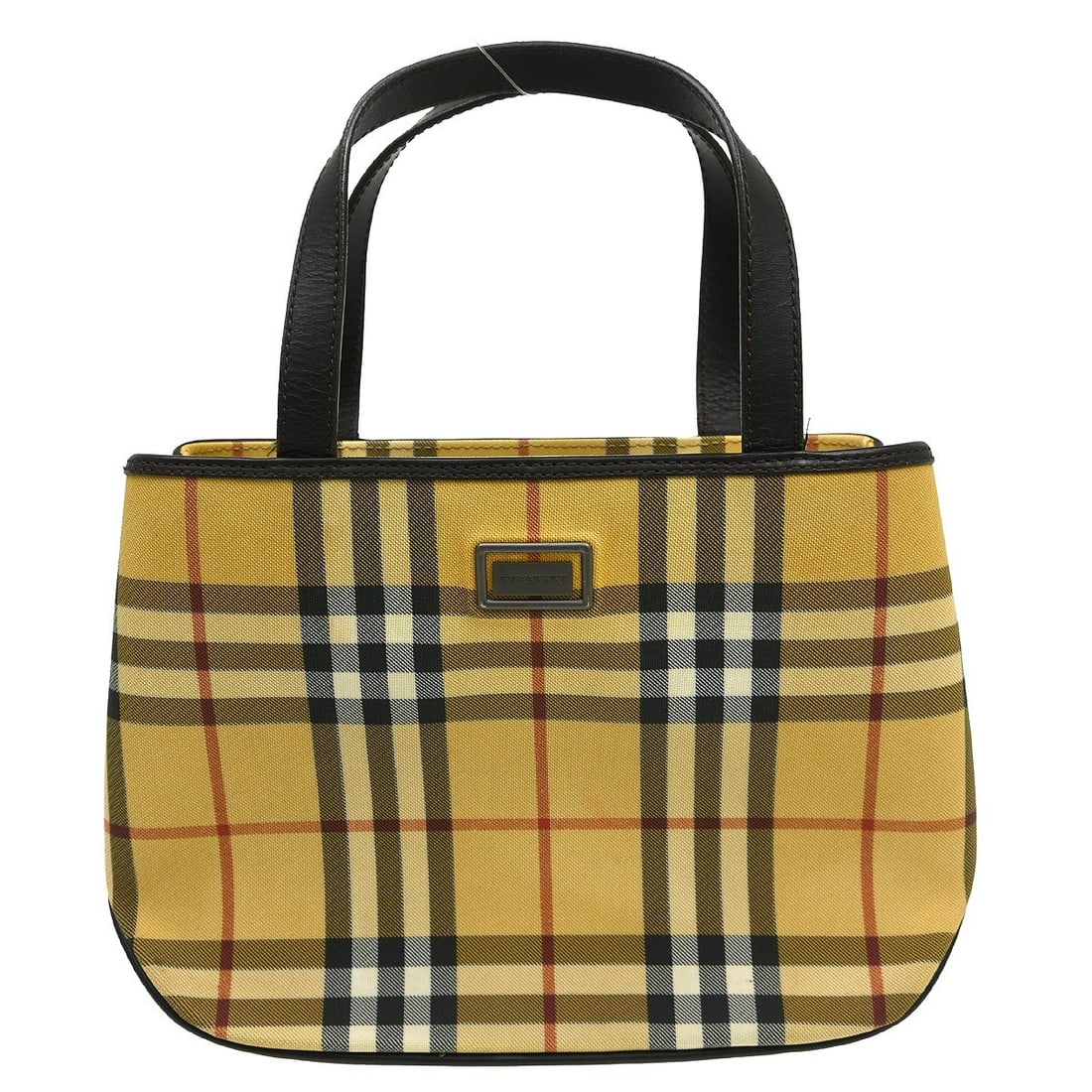 Burberry Check Mini Beige Black Tote Bag Leather PVC: Burberry Check Mini Beige Black Tote Bag Leather PVC This Burberry mini tote bag features the iconic beige and black Burberry check pattern. Crafted from a combination of leather and PVC, it is design