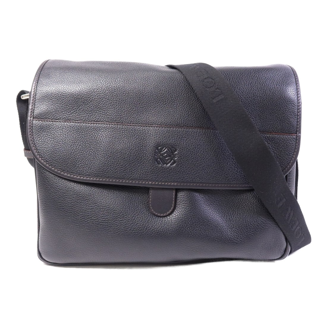 LOEWE SHW black calfskin mens shoulder bag: LOEWE SHW black calfskin mens shoulder bag This LOEWE shoulder bag is crafted from high-quality black calfskin leather, offering a sleek and durable design. The bag features a structured silhouette wi
