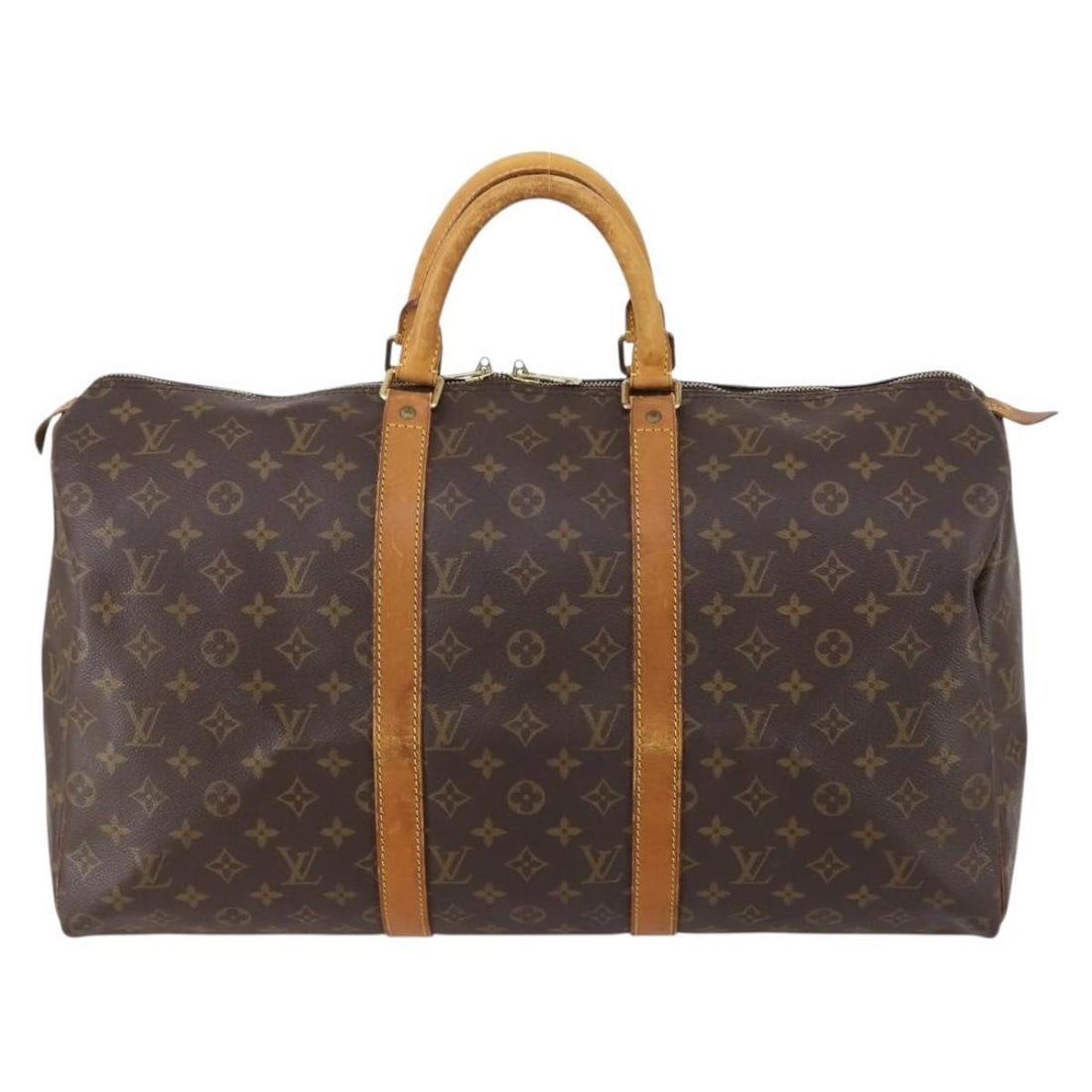 Unisex Louis Vuitton Monogram Canvas Keepall 50cm Travel Bag: Unisex Louis Vuitton Monogram Canvas Keepall 50cm Travel Bag Louis Vuitton Keepall Bag in classic monogram canvas designed for unisex use. This spacious travel bag features a brown canvas exterior and