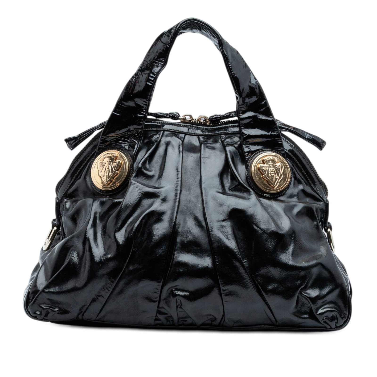 Gucci Hysteria Black Patent Leather Large Satchel with Gold Tone Accents (1 of 9)