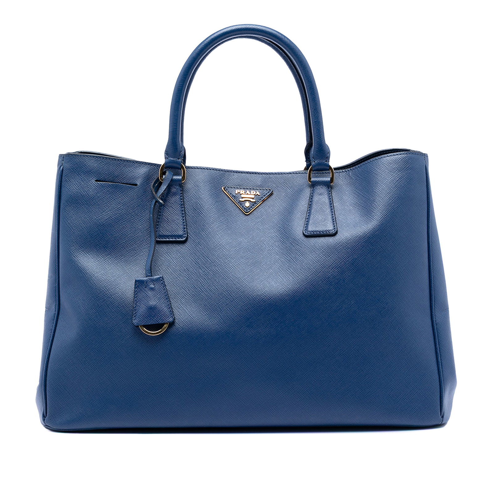 Prada Galleria Saffiano Leather Large Blue Satchel Bag: Prada Galleria Saffiano Leather Large Blue Satchel Bag This Prada Large Saffiano Lux Galleria Satchel is crafted from saffiano leather in blue and features rolled leather handles, an open top with mag