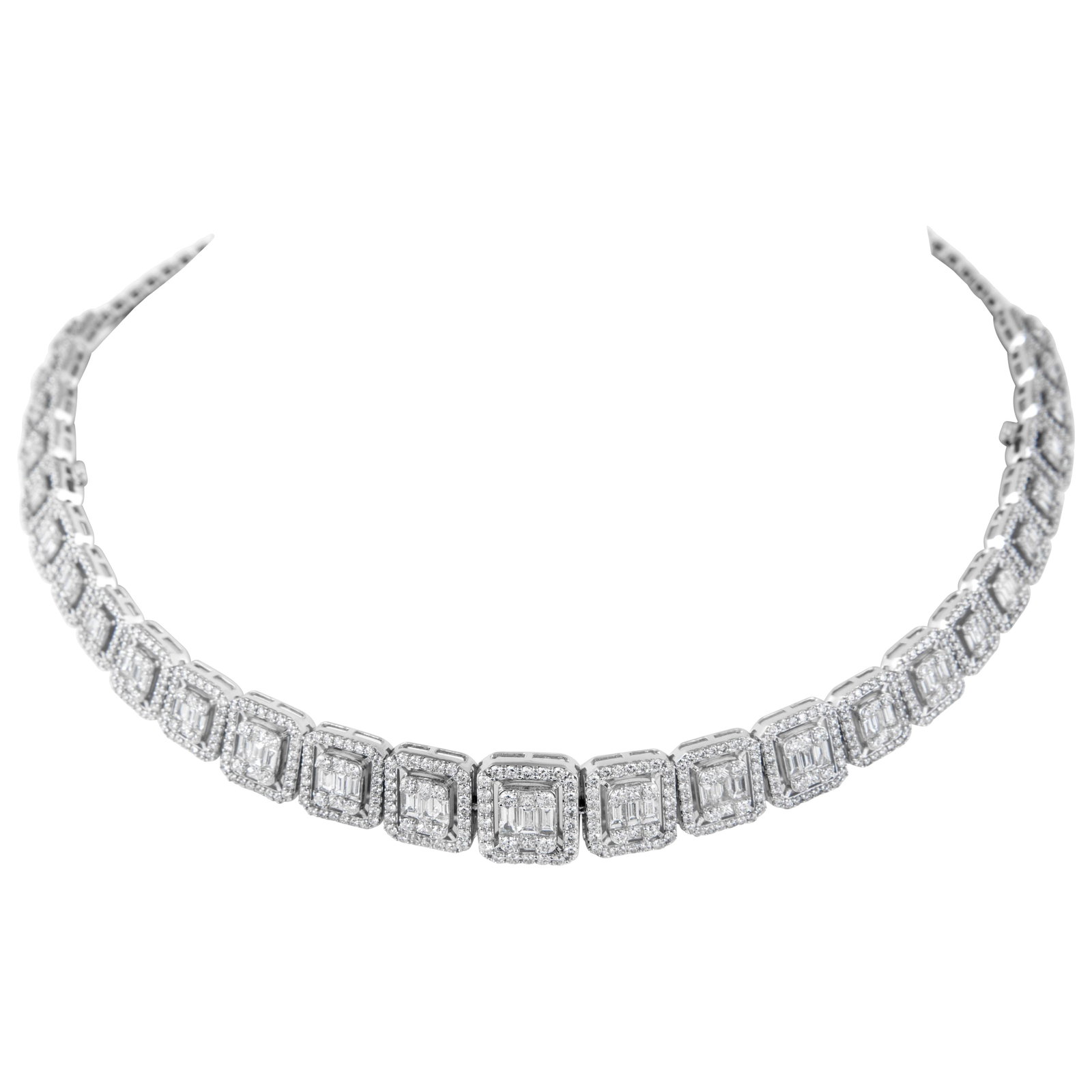 7.42ct Diamond Illusion Necklace Bracelet 18k White Gold (1 of 4)