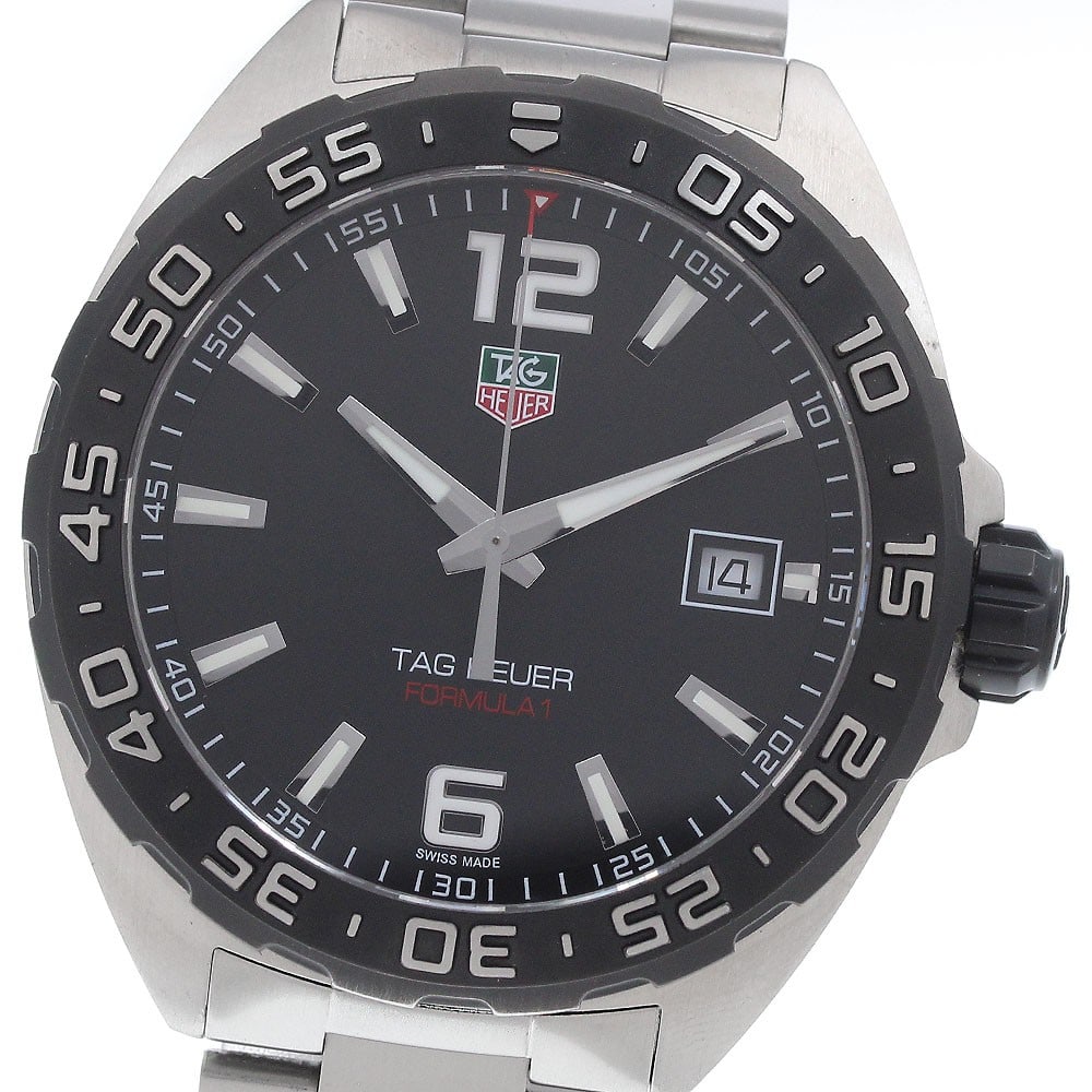 TAG Heuer Formula 1 WAZ1110 quartz date stainless steel men's watch: TAG Heuer Formula 1 WAZ1110 quartz date stainless steel men's watch This TAG Heuer Formula 1 Date Quartz men's wristwatch features a stainless steel case and bracelet with a black dial. The watch is p