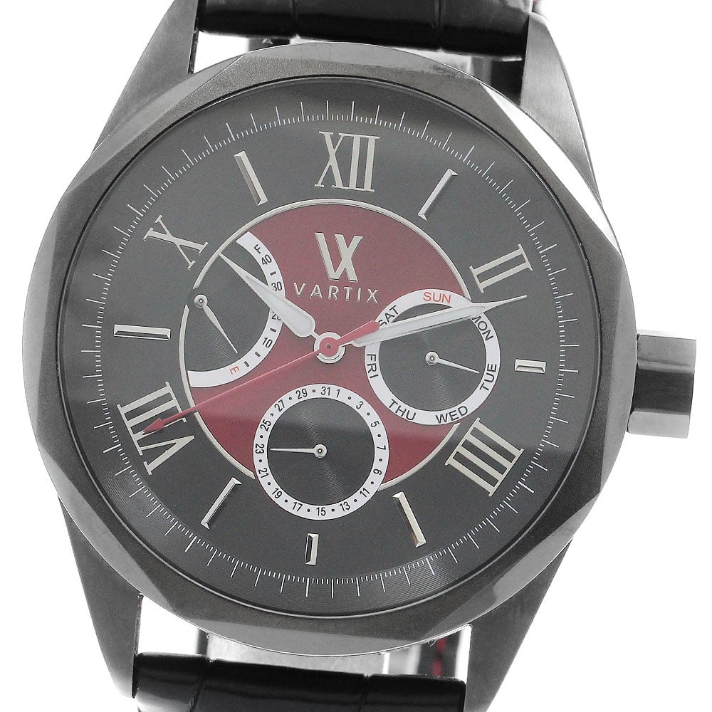 VARTIX ALIVE Automatic Men's Day-Date Power Reserve Watch PR02B: VARTIX ALIVE Automatic Men's Day-Date Power Reserve Watch PR02B This VARTIX ALIVE PR02B men's wristwatch features a stainless steel case paired with a black and red dial and an automatic movement. Des