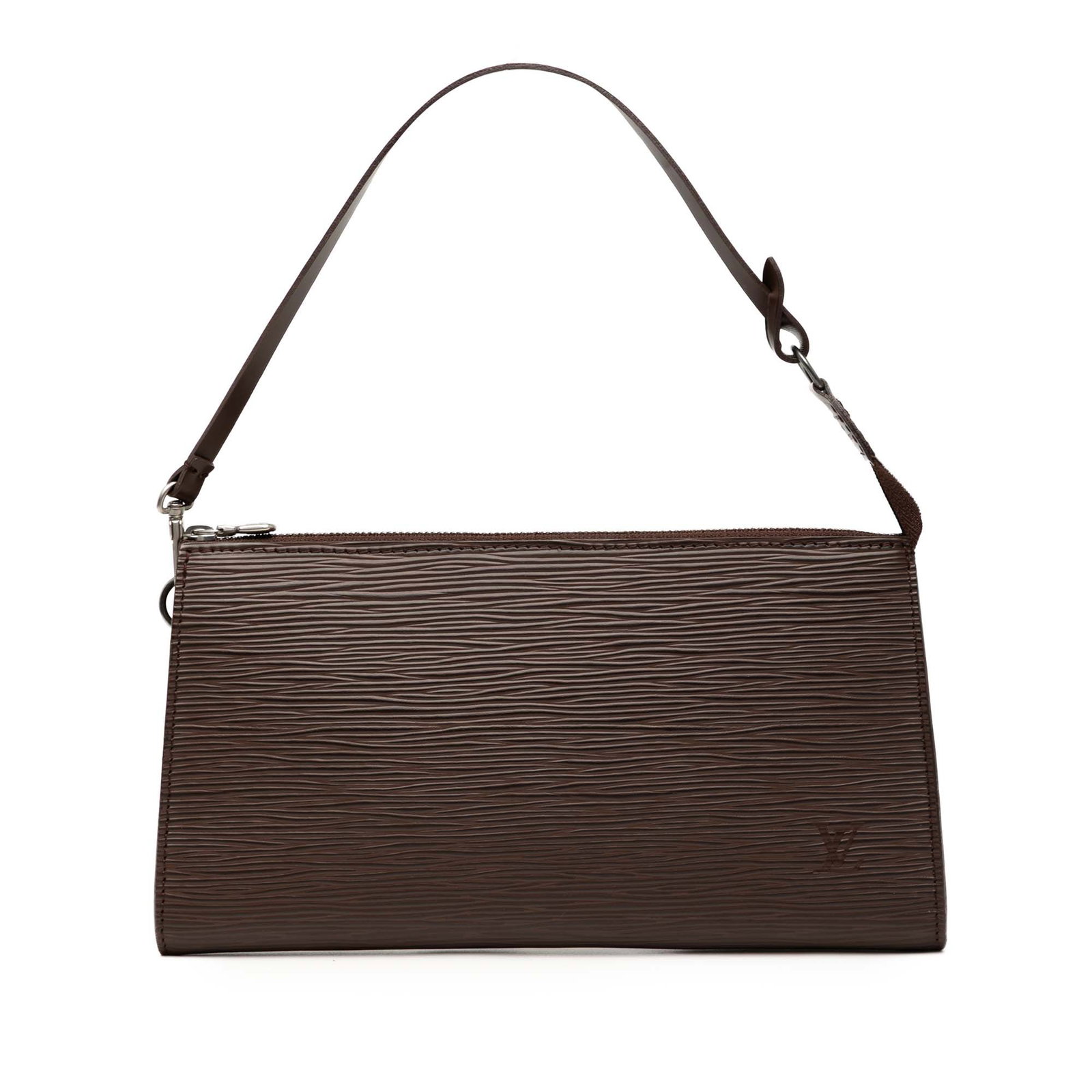 Epi Leather Pochette Accessoires Shoulder Bag by Louis Vuitton: Epi Leather Pochette Accessoires Shoulder Bag by Louis Vuitton This Louis Vuitton Epi Pochette Accessoires features a durable epi leather exterior in brown with a flat leather shoulder strap and a top