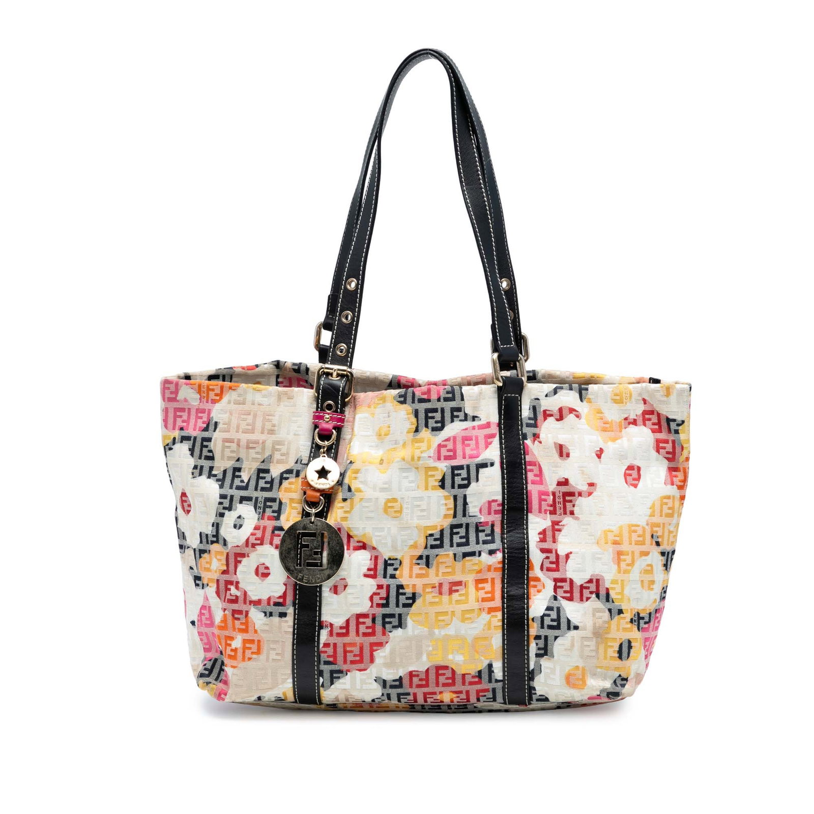 Fendi Zucchino Floral Canvas Superstar Tote Bag Gray: Fendi Zucchino Floral Canvas Superstar Tote Bag Gray The Fendi Zucchino Canvas Floral Forever Tote is a stylish and functional accessory that showcases a lovely floral print on a durable canvas body, 