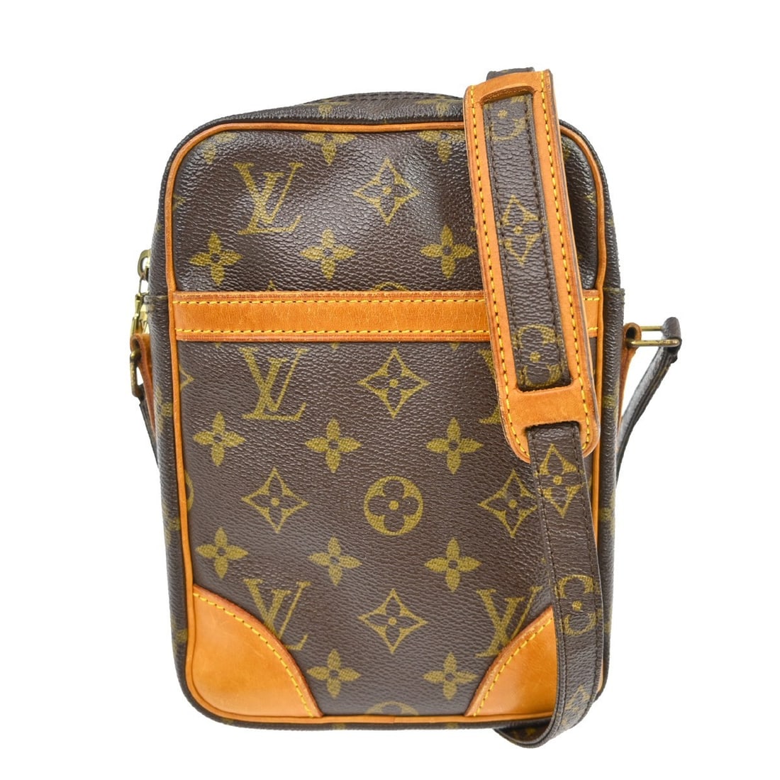 Louis Vuitton Danube Monogram Canvas Leather Crossbody Shoulder Bag M45266: Louis Vuitton Danube Monogram Canvas Leather Crossbody Shoulder Bag M45266 This Louis Vuitton Danube crossbody shoulder bag features the iconic monogram canvas leather exterior with brown leather trim