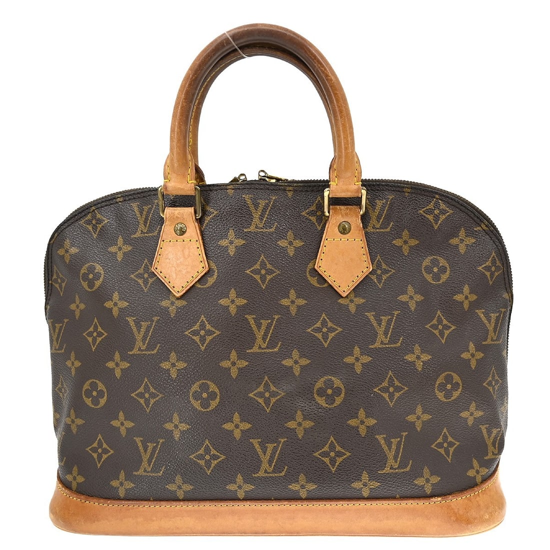 Louis Vuitton Alma Monogram Canvas Medium Brown Handbag M51130: Louis Vuitton Alma Monogram Canvas Medium Brown Handbag M51130 This Louis Vuitton Alma handbag features the iconic Monogram canvas exterior with beige double handles and a zip closure. Designed in a m