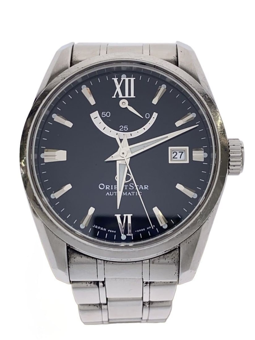 Orient Star Standard F6N4 UAD0 Black Stainless Steel Men's Wristwatch: Orient Star Standard F6N4 UAD0 Black Stainless Steel Men's Wristwatch This ORIENT STAR Contemporary Standard F6N4-UAD0 men's wristwatch features a black dial and a stainless steel case and band. Made 