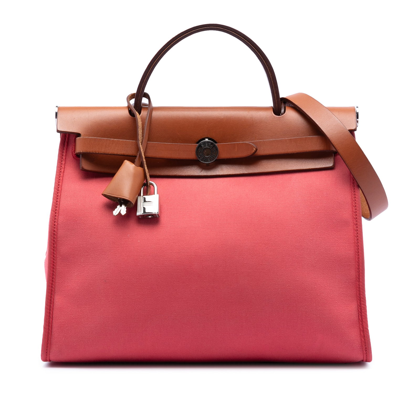 Herbag Zip 31 Canvas Shoulder Bag with Leather Trim by Hermes: Herbag Zip 31 Canvas Shoulder Bag with Leather Trim by Hermes The Hermes Toile Herbag Zip 31 is a stylish bag featuring a canvas body with a flat leather top handle and a flat leather shoulder strap. 