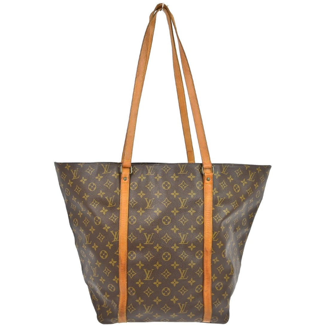 Louis Vuitton Monogram Sac Shopping Large Shoulder Tote Bag M51108 Vintage: Louis Vuitton Monogram Sac Shopping Large Shoulder Tote Bag M51108 Vintage This vintage Louis Vuitton Sac Shopping shoulder tote bag features the iconic monogram canvas leather exterior with beige dou