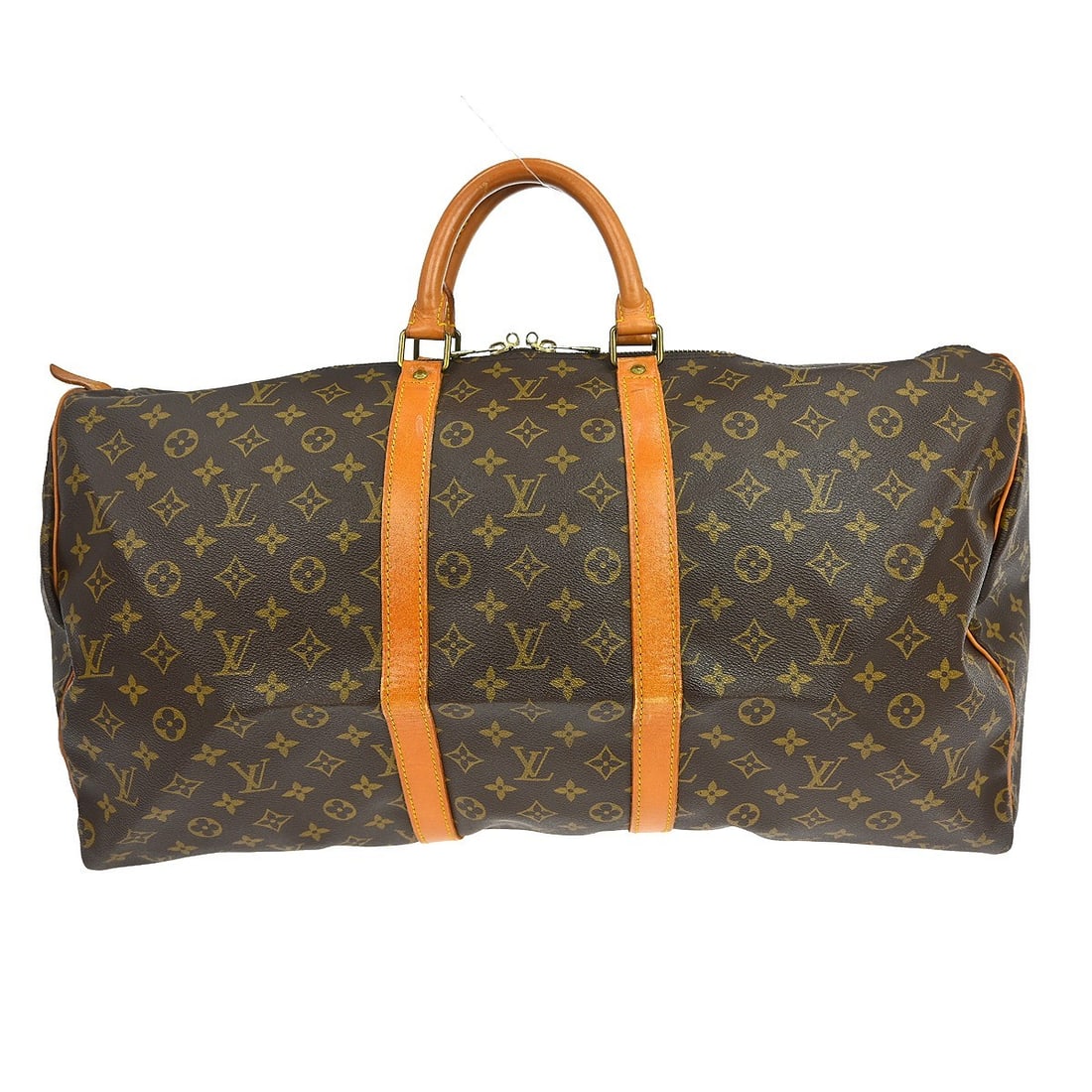 Louis Vuitton Keepall 55 Monogram Canvas Extra Large Travel Duffle Bag: Louis Vuitton Keepall 55 Monogram Canvas Extra Large Travel Duffle Bag This Louis Vuitton Keepall 55 travel handbag features the signature monogram canvas leather exterior and brown canvas lining. Des