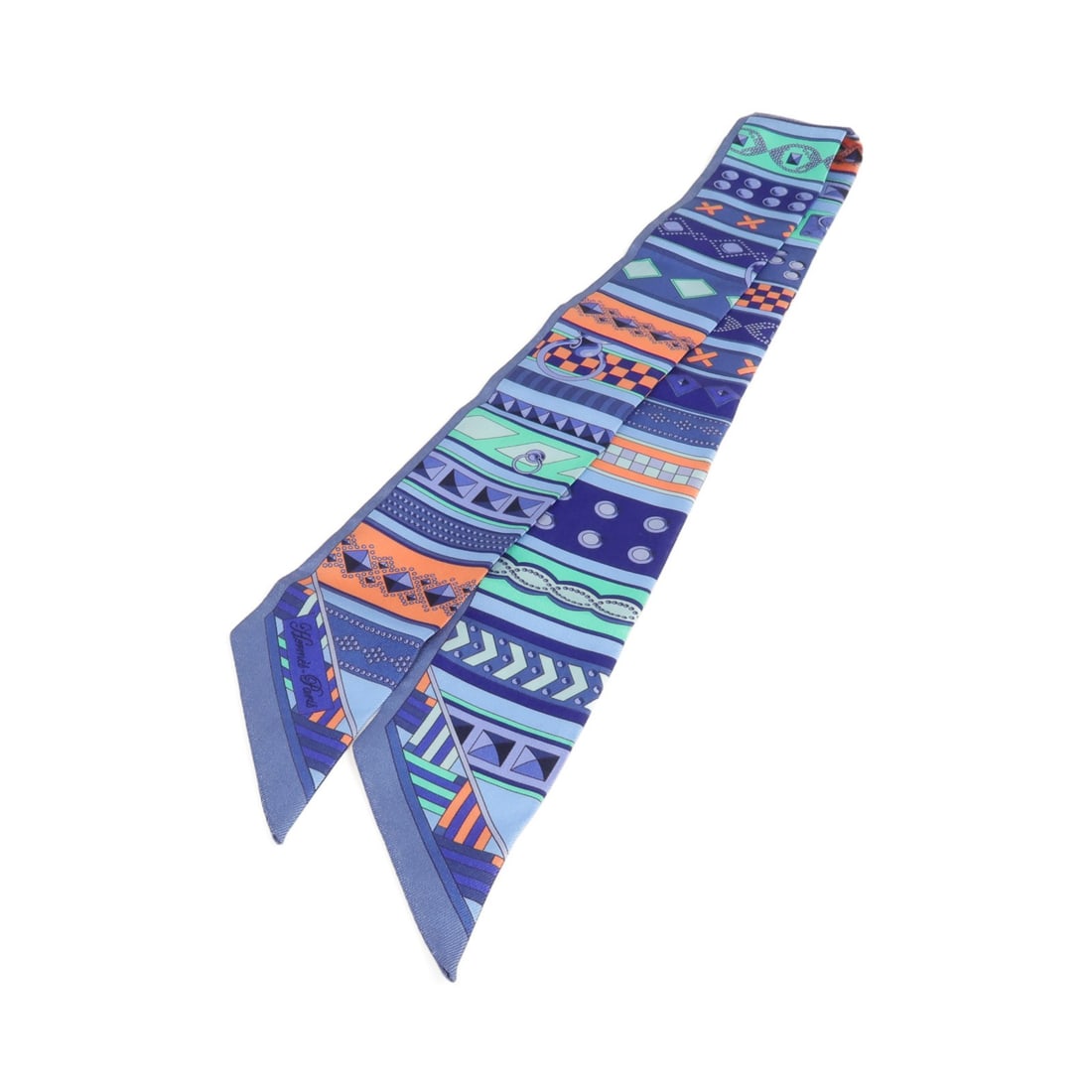 Hermes Silk Twilly Blue Pink Green Women's Scarf: Hermes Silk Twilly Blue Pink Green Women's Scarf This Hermes Twilly scarf features a vibrant combination of blue, pink, and green colors. Crafted from luxurious silk, it is designed for women and offe