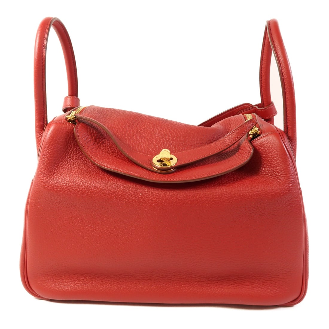 Hermes Lindy 30 Red Calfskin 2way Shoulder Bag: Hermes Lindy 30 Red Calfskin 2way Shoulder Bag This Hermes Lindy 30 is a versatile 2-way shoulder handbag crafted from Clemence calfskin leather in a rich red hue. Designed for both style and practica