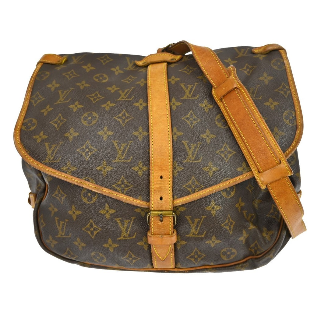 Louis Vuitton Saumur 35 Monogram Canvas Shoulder Messenger Bag M42254: Louis Vuitton Saumur 35 Monogram Canvas Shoulder Messenger Bag M42254 This Louis Vuitton Saumur 35 messenger shoulder bag features the classic monogram canvas leather exterior with brown leather trim 