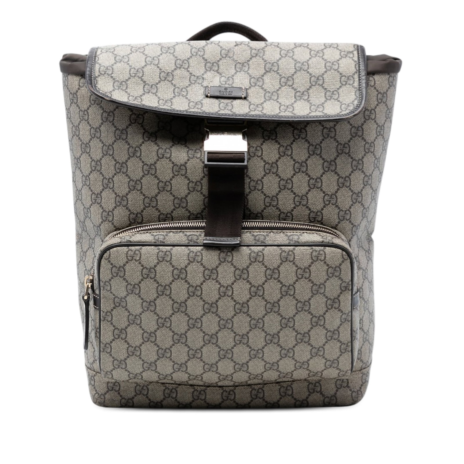 Beige GG Supreme Coated Canvas Backpack with Leather Trim by Gucci (1 of 7)