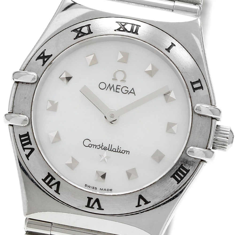 OMEGA Constellation Ladies Quartz Stainless Steel Wristwatch 1571.71: OMEGA Constellation Ladies Quartz Stainless Steel Wristwatch 1571.71 This OMEGA Constellation Quartz ladies wristwatch features a stainless steel case and band with a refined white mother-of-pearl dia