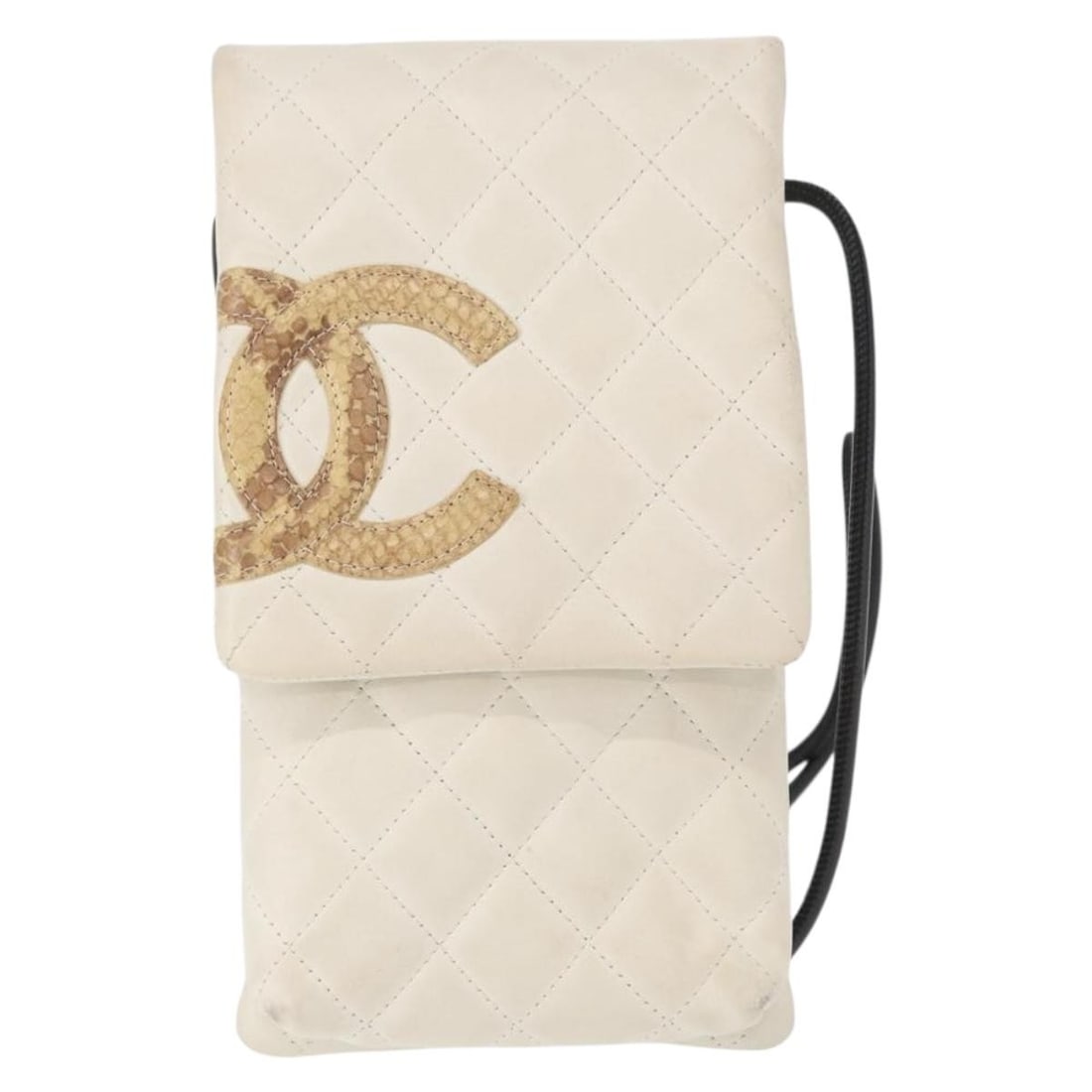 Chanel Cambon Quilted Lambskin White Flap Crossbody Shoulder Bag: Chanel Cambon Quilted Lambskin White Flap Crossbody Shoulder Bag The Chanel Cambon Flap Crossbody Bag features a white quilted leather exterior and is designed for women. This pre-owned bag shows sign