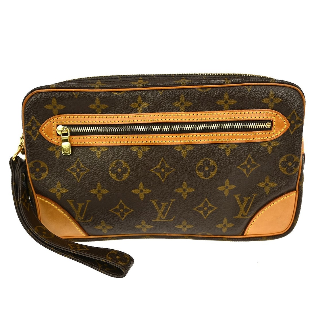 Louis Vuitton Monogram Leather Marly Dragonne GM Clutch Bag: Louis Vuitton Monogram Leather Marly Dragonne GM Clutch Bag This vintage Louis Vuitton Marly Dragonne GM clutch bag features the iconic monogram pattern and is crafted from brown leather. Designed for