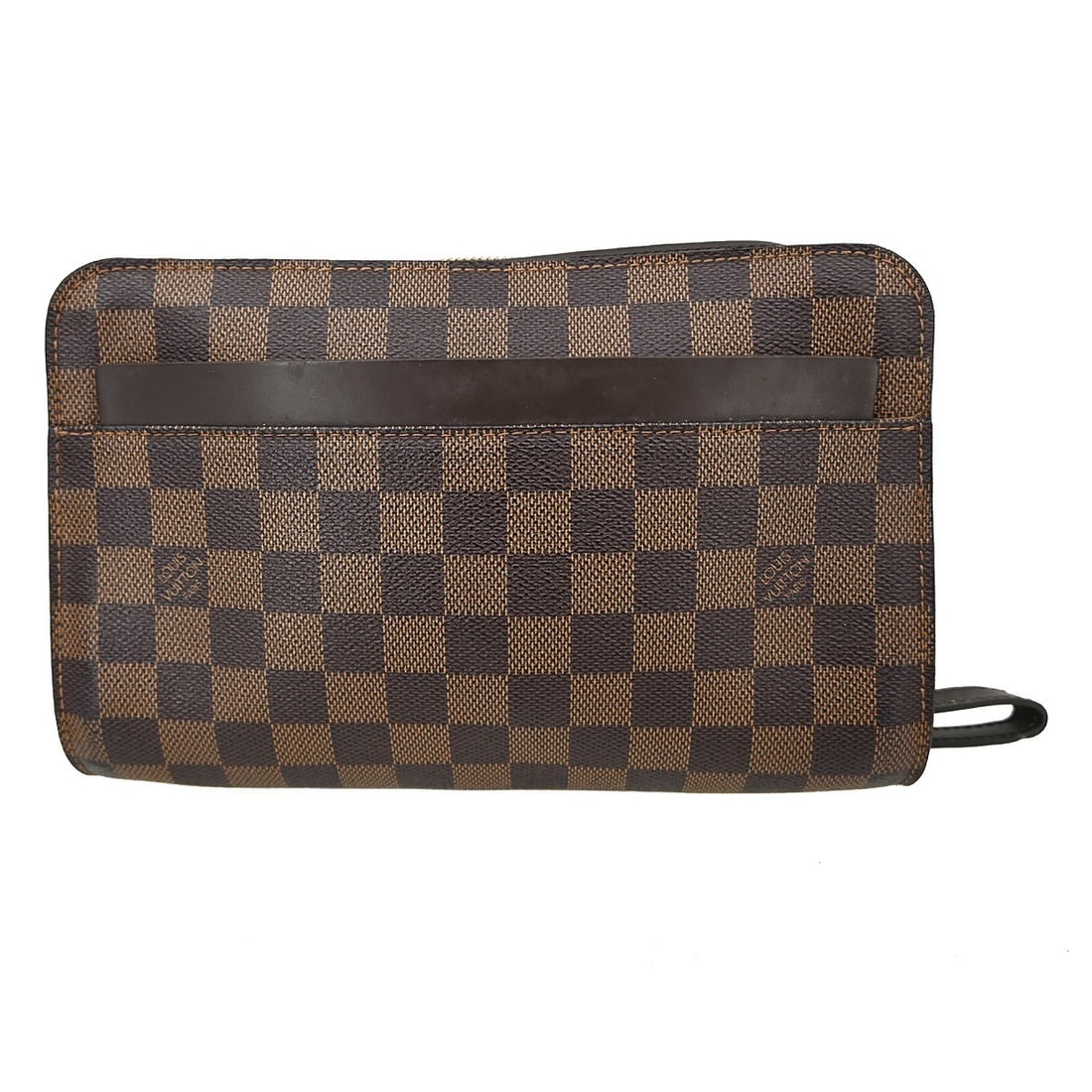 Louis Vuitton Damier Ebene Orsay Small Brown Canvas Clutch Bag: Louis Vuitton Damier Ebene Orsay Small Brown Canvas Clutch Bag This Louis Vuitton Damier Ebene Orsay clutch is crafted from canvas leather in a classic brown checkered pattern. It features a zip closu