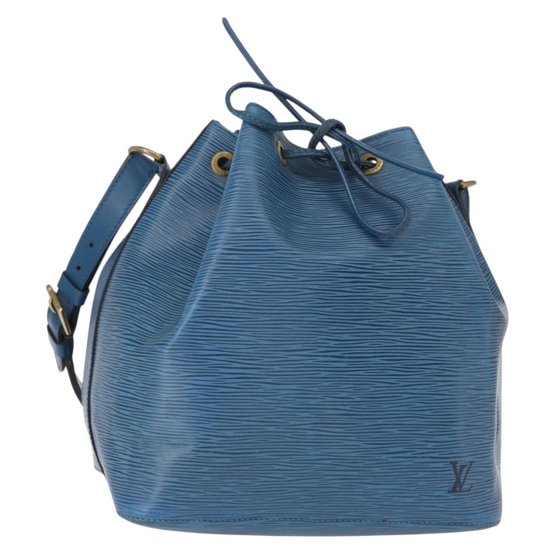 Louis Vuitton Epi Blue Petit Noe Leather Shoulder Bag: Louis Vuitton Epi Blue Petit Noe Leather Shoulder Bag The Louis Vuitton Petit Noe handbag in blue Epi leather is a stylish shoulder bag designed for women. This pre-owned item is in good condition, wi