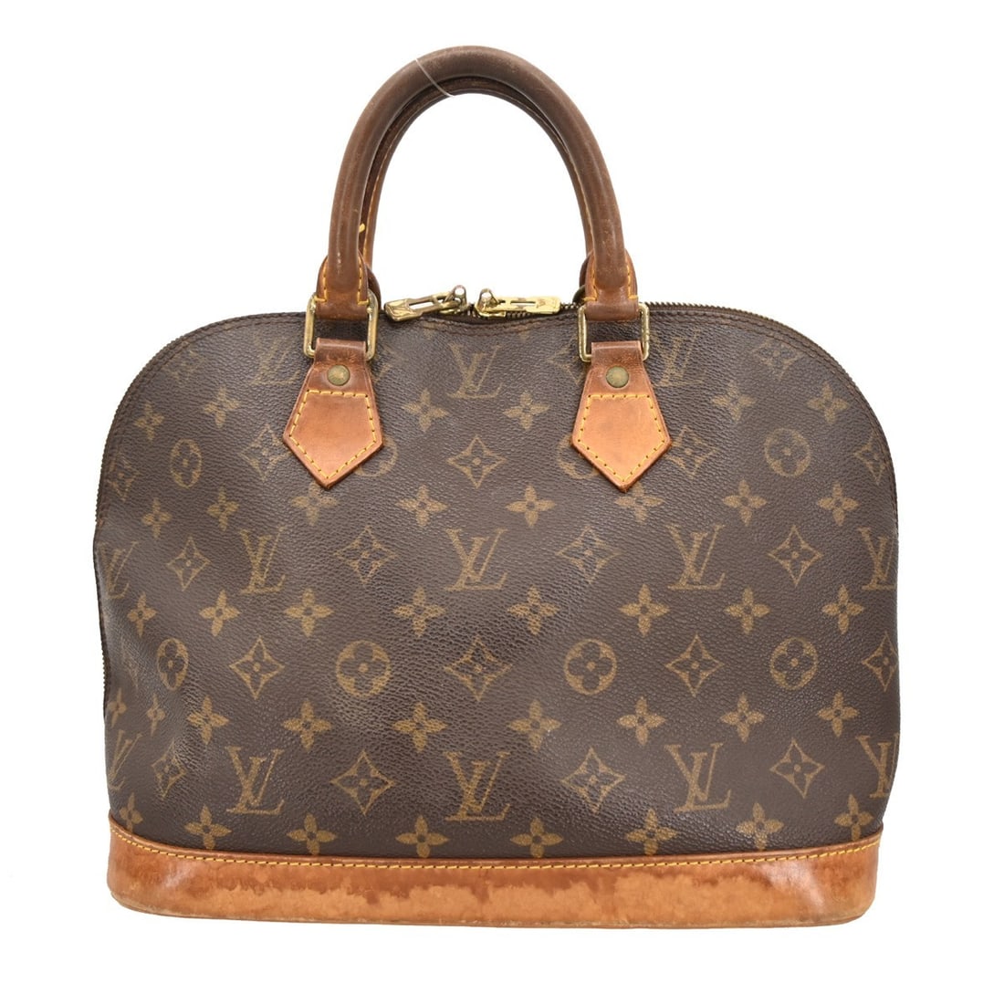 Louis Vuitton Alma Monogram Canvas Top Handle Bag M51130 BA0948: Louis Vuitton Alma Monogram Canvas Top Handle Bag M51130 BA0948 This Louis Vuitton Alma handbag features the iconic Monogram canvas exterior with beige double handles and a zip closure. Designed for c