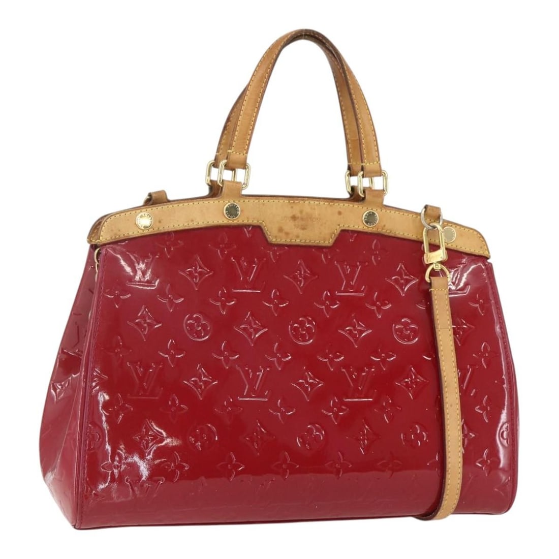 Louis Vuitton Brea MM Red Monogram Vernis Patent Leather Bag: Louis Vuitton Brea MM Red Monogram Vernis Patent Leather Bag This pre-owned Louis Vuitton Brea MM handbag in red Monogram Vernis patent leather is designed for women. The bag, crafted in France, shows