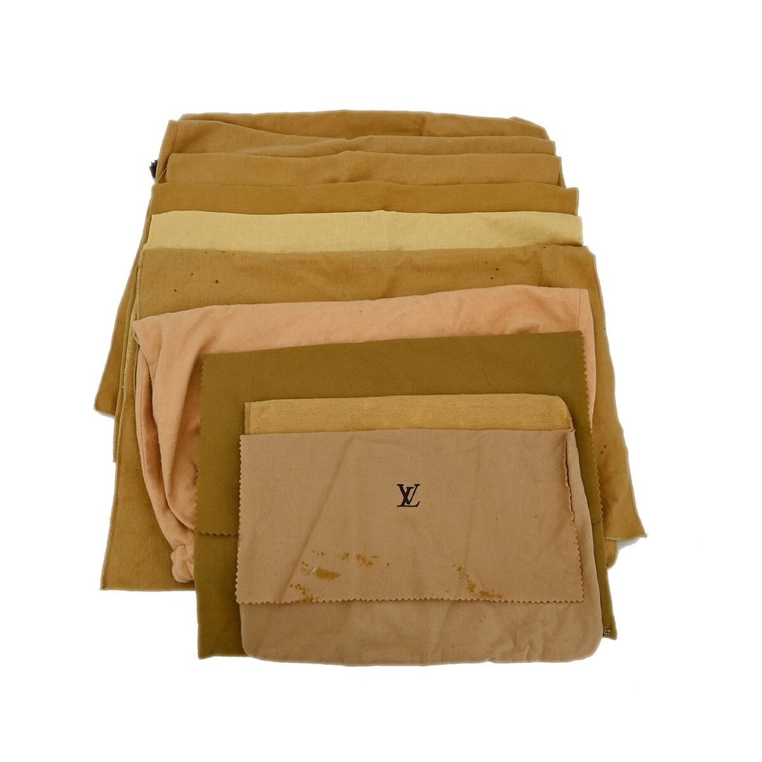 Set of 10 Louis Vuitton Brown Cotton Dust Bags: Set of 10 Louis Vuitton Brown Cotton Dust Bags Set of 10 authentic Louis Vuitton dust bags in brown and beige, crafted from 100% cotton. Suitable for unisex use, these dust bags are designed to help p
