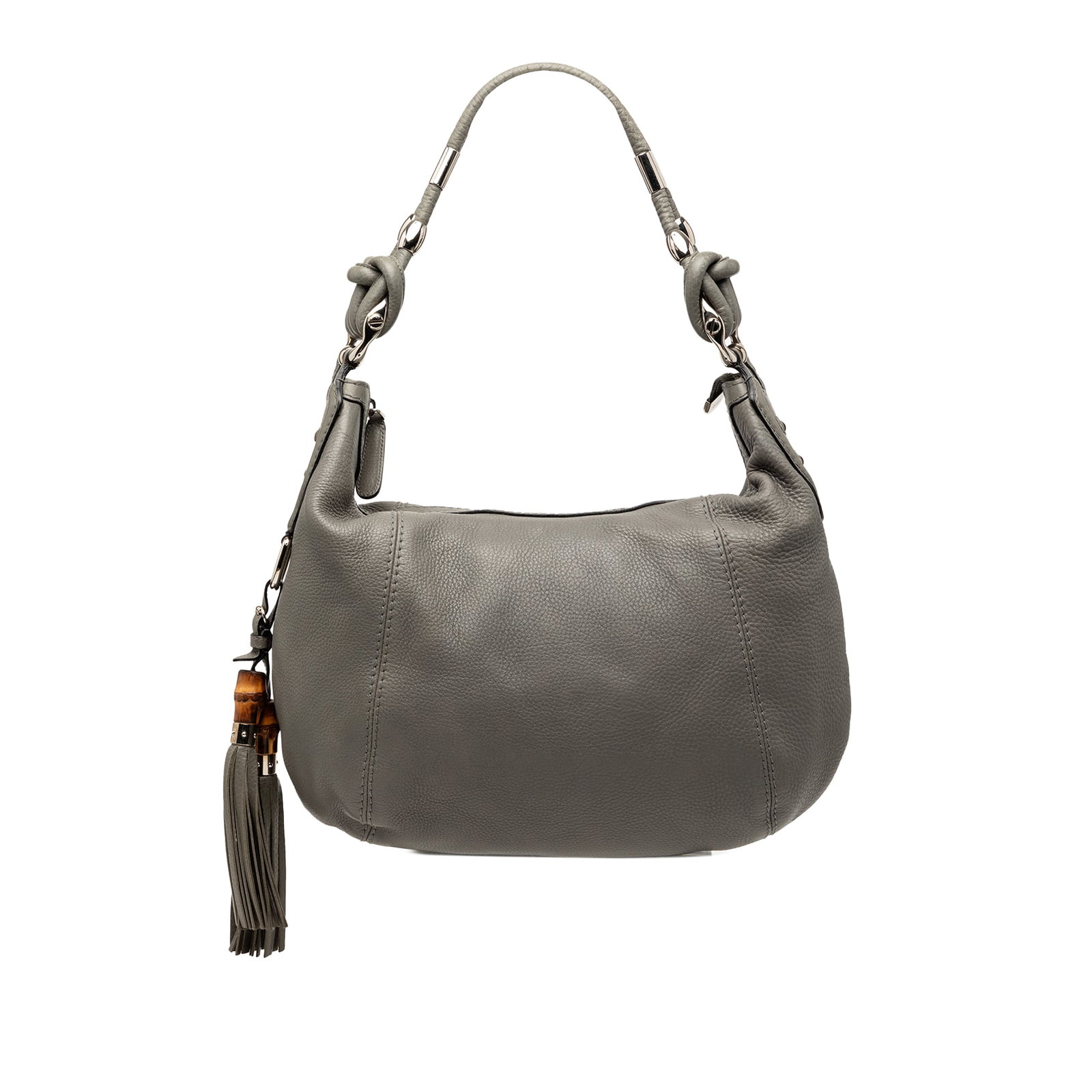 Gucci Techno Horsebit Gray Pebbled Leather Hobo Shoulder Bag: Gucci Techno Horsebit Gray Pebbled Leather Hobo Shoulder Bag The Gucci Pebbled Leather Techno Horsebit Hobo features a gray leather body with a flat leather strap, top zip closure, and both interior z