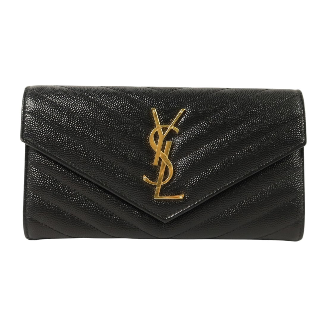 Saint Laurent Cassandre black calfskin bifold wallet: Saint Laurent Cassandre black calfskin bifold wallet This Saint Laurent Cassandre Matelasse long wallet is crafted from black calfskin leather and features a classic bifold design. Designed for women,