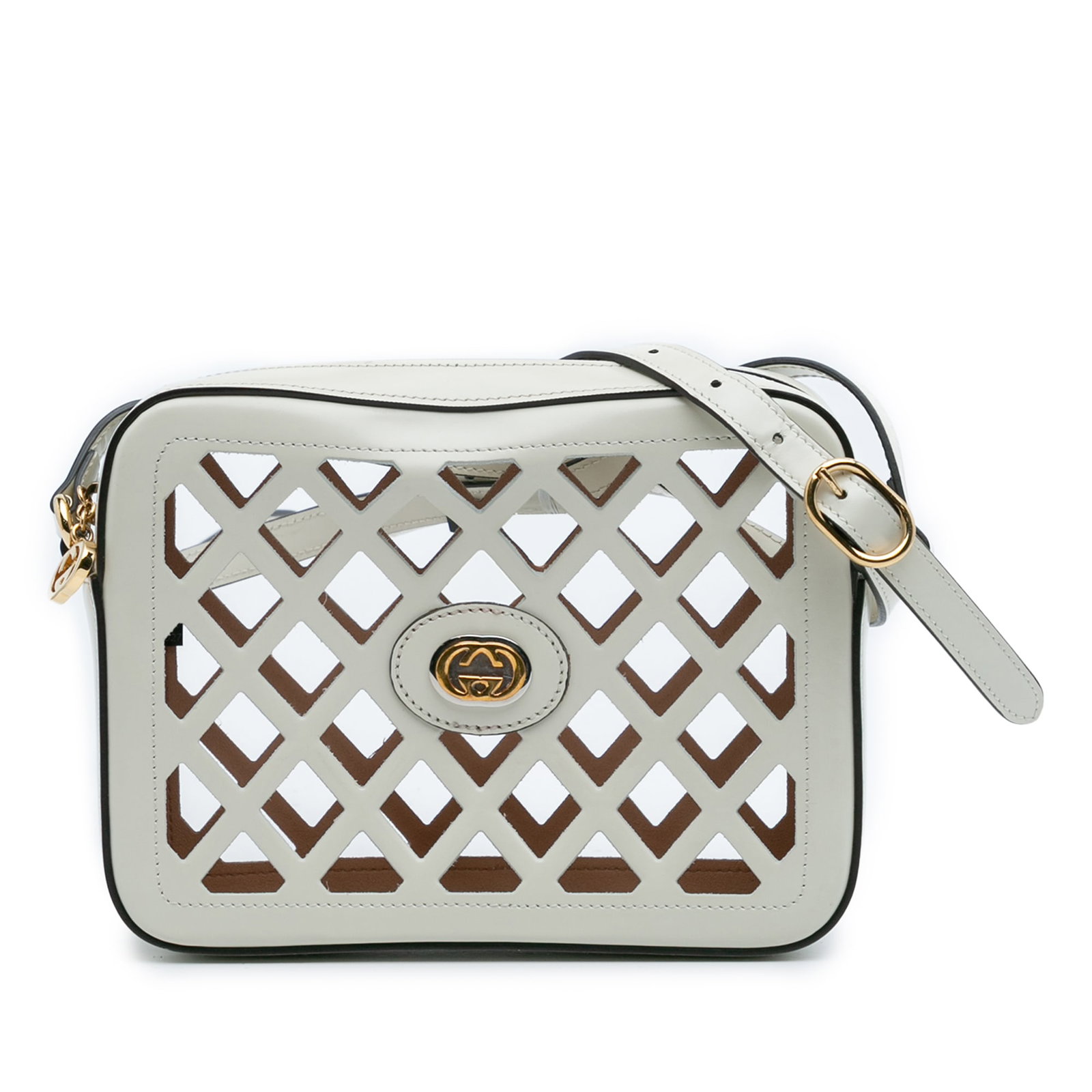 Gucci Cutout Leather Flora Canvas Infinity Crossbody Bag: Gucci Cutout Leather Flora Canvas Infinity Crossbody Bag The Gucci Cutout Leather and Flora Canvas Infinity Crossbody bag is a stylish accessory designed for versatility and practicality. It features 