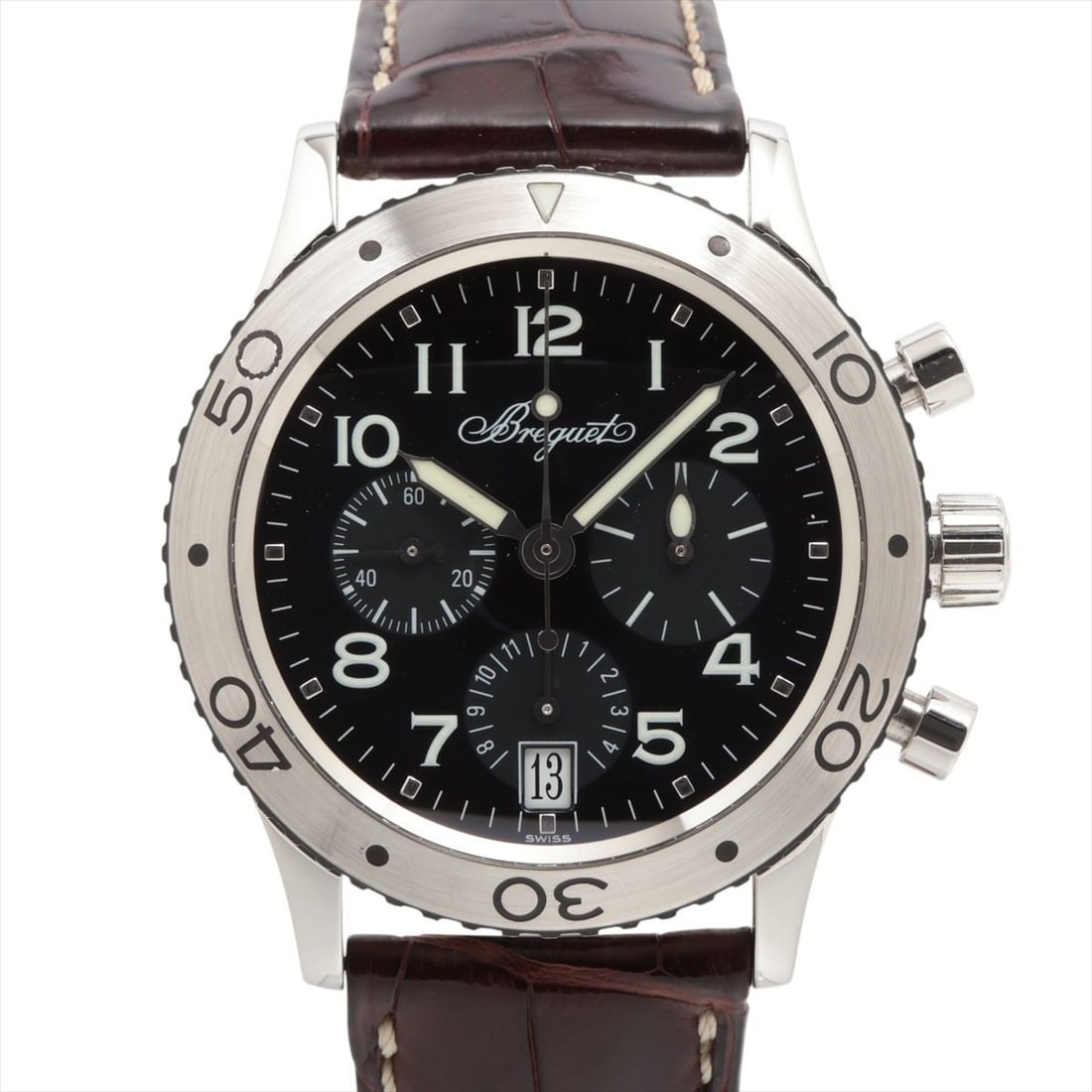 Breguet Transatlantique Type XX Automatic Steel Leather Watch Box: Breguet Transatlantique Type XX Automatic Steel Leather Watch Box This Breguet Transatlantique Type XX 3820ST/H2/9W6 men's wristwatch features a stainless steel case paired with a leather strap and a 