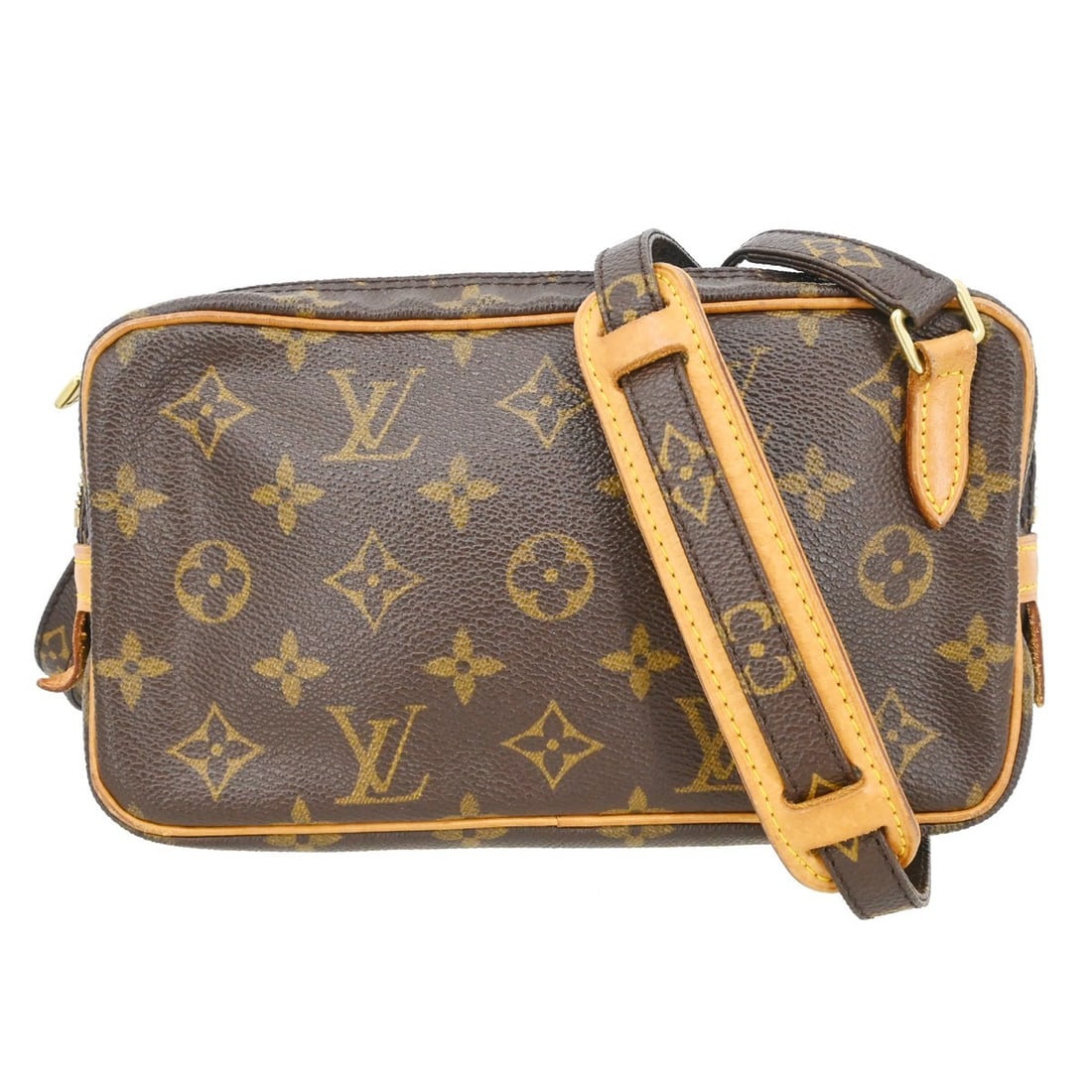Louis Vuitton Marly Monogram Crossbody Bag Vintage Brown Leather: Louis Vuitton Marly Monogram Crossbody Bag Vintage Brown Leather This Louis Vuitton Marly Bandouliere shoulder bag features the iconic monogram pattern on brown leather, complemented by a brown canvas