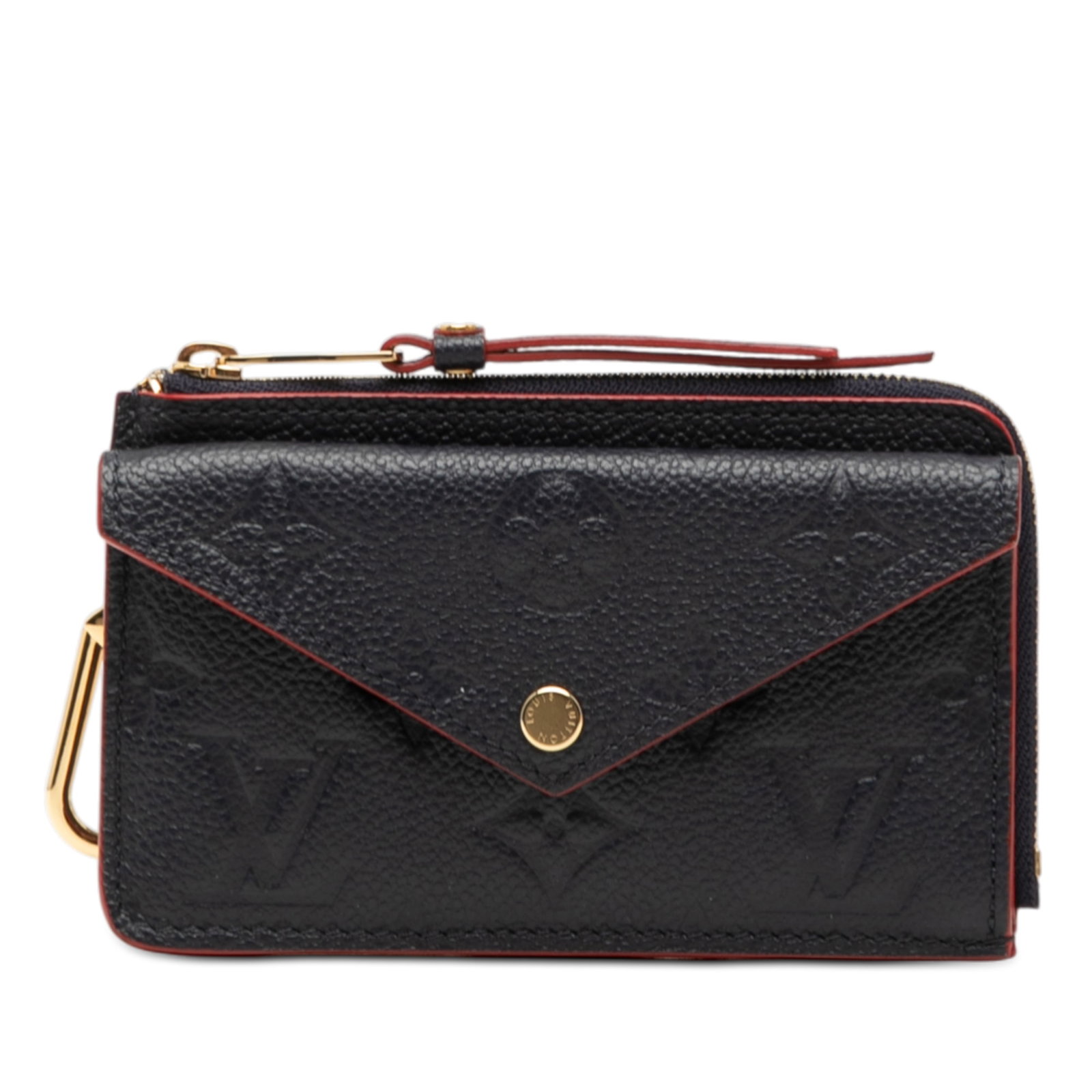 Monogram Empreinte Blue Leather Recto Verso Cardholder by Louis Vuitton: Monogram Empreinte Blue Leather Recto Verso Cardholder by Louis Vuitton This Louis Vuitton Monogram Empreinte Recto Verso Card Holder is crafted from blue monogram empreinte leather and features a top