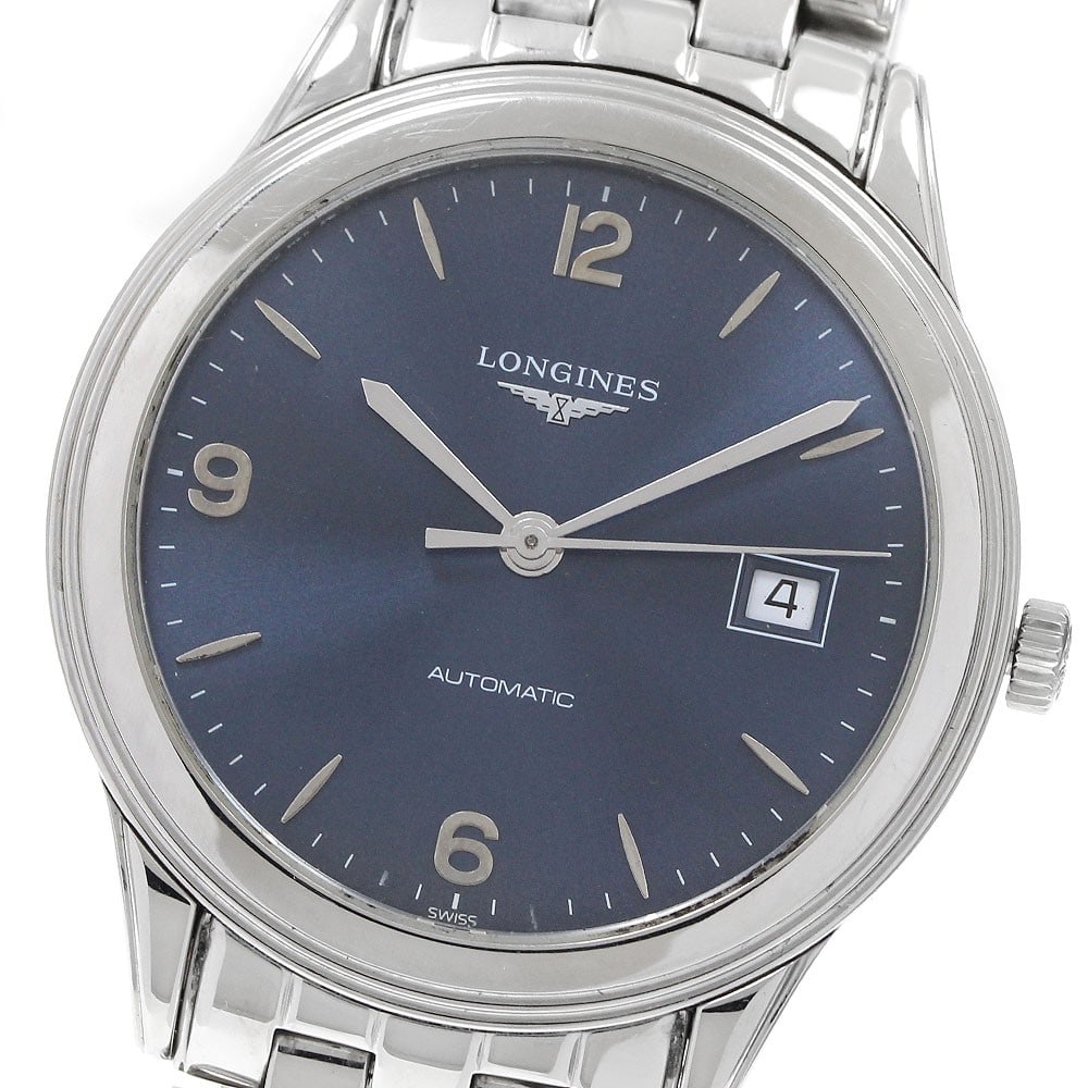 Longines Flagship Date Automatic Stainless Steel Men's Wristwatch: Longines Flagship Date Automatic Stainless Steel Men's Wristwatch This Longines Flagship Date men's wristwatch features a stainless steel case and bracelet with a navy dial. The watch operates via aut