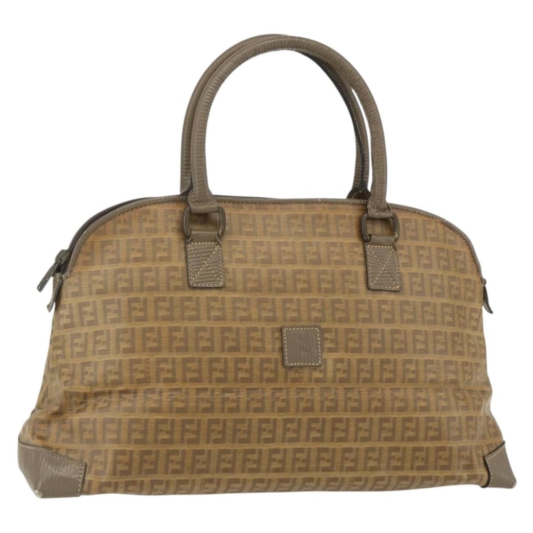 Brown Zucchino Canvas Handbag by Fendi for Women: Brown Zucchino Canvas Handbag by Fendi for Women This Fendi Zucchino Canvas bag is designed for women and features a brown canvas exterior. The bag is pre-owned and in good condition, showing visible 