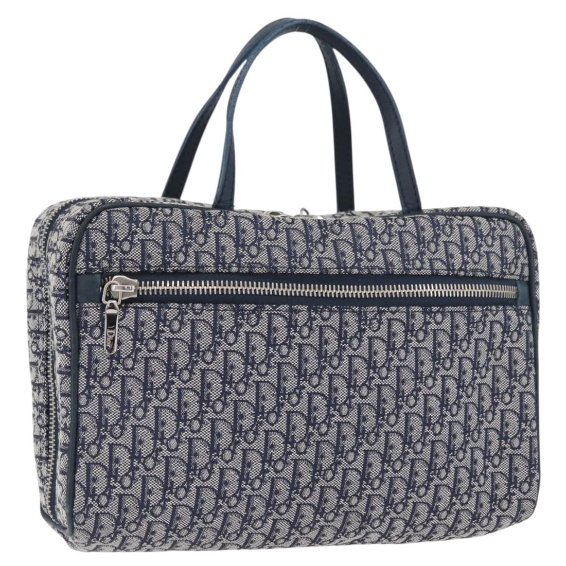 Christian Dior Navy Trotter Canvas Handbag Silver Accents Spain (1 of 18)