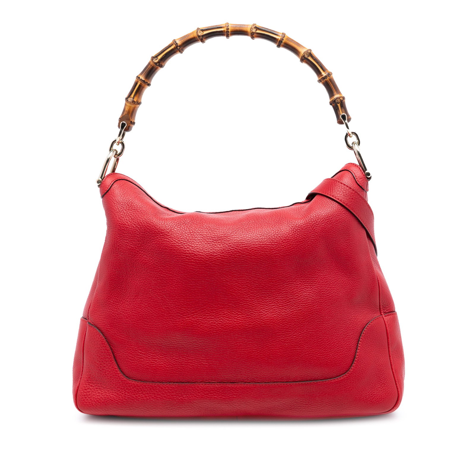 Gucci Diana Bamboo Handle Red Leather Satchel with Detachable Strap: Gucci Diana Bamboo Handle Red Leather Satchel with Detachable Strap This Gucci Calfskin Bamboo Diana Satchel is crafted from leather and features a distinctive bamboo handle, a detachable flat leather