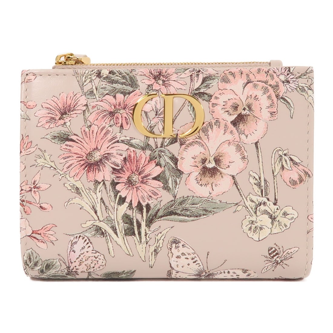 Dior Caro Dahlia Pink Calfskin Bi-Fold Wallet with Gold Hardware: Dior Caro Dahlia Pink Calfskin Bi-Fold Wallet with Gold Hardware This Christian Dior Caro Dahlia bi-fold wallet is crafted from pink calfskin leather and designed for women. It features gold tone hard