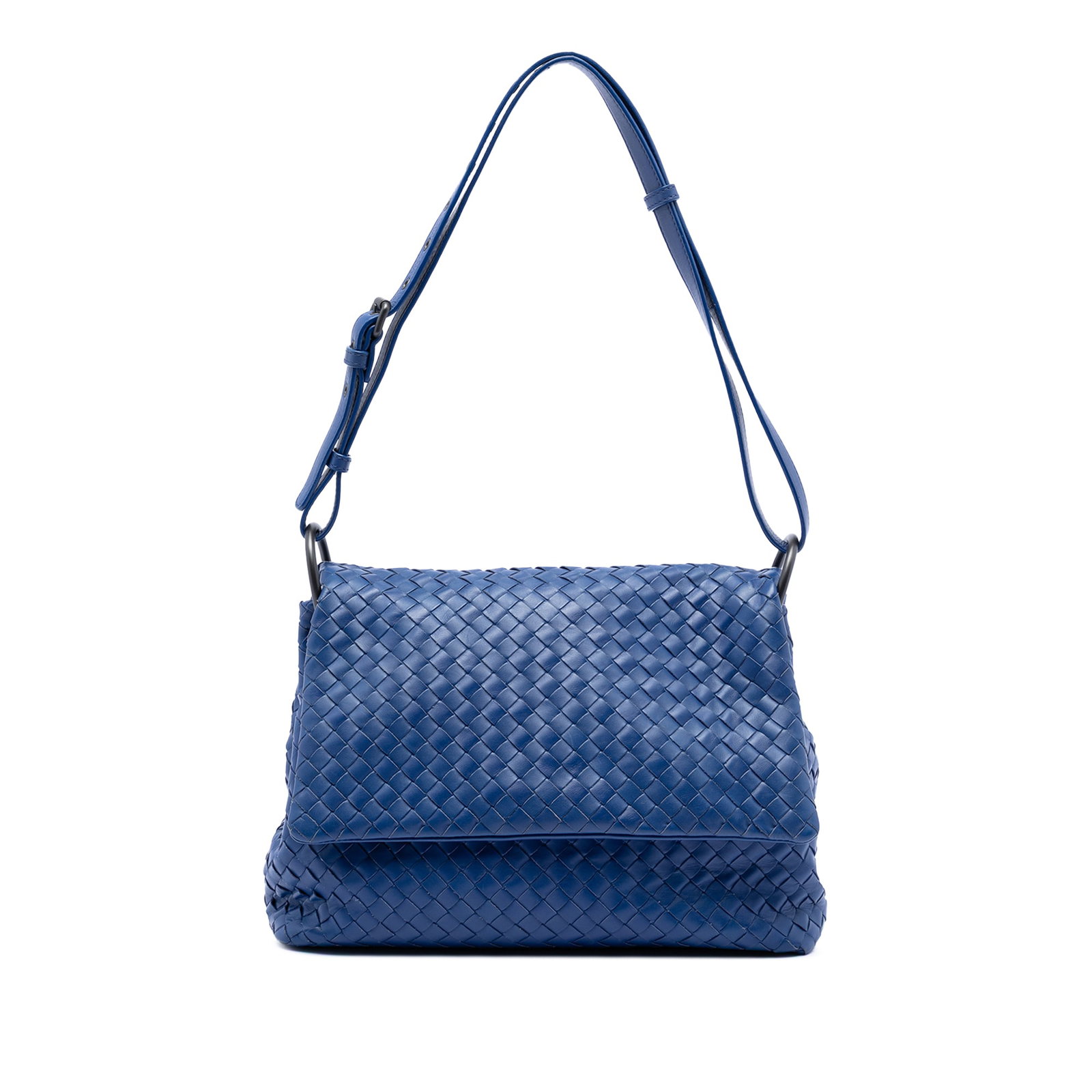 Blue Leather Shoulder Bag by Bottega Veneta Nappa Intrecciato (1 of 7)
